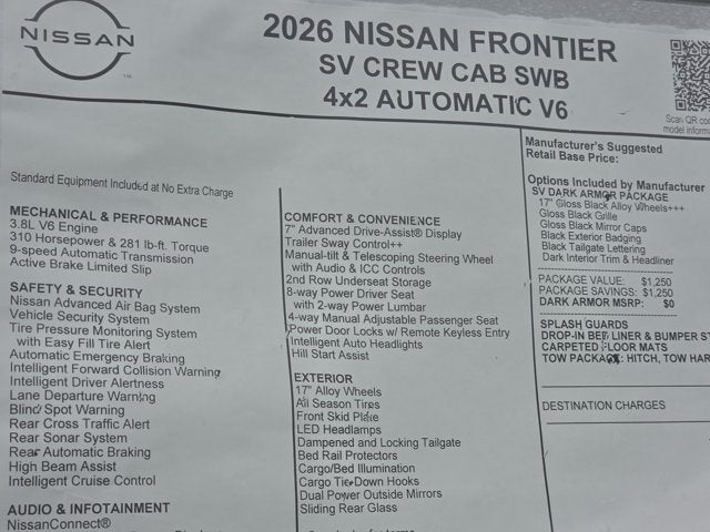 2026 Nissan Frontier SV