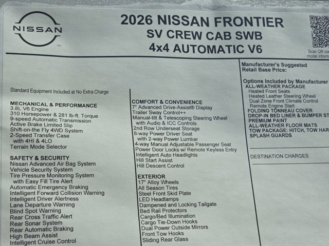 2026 Nissan Frontier SV