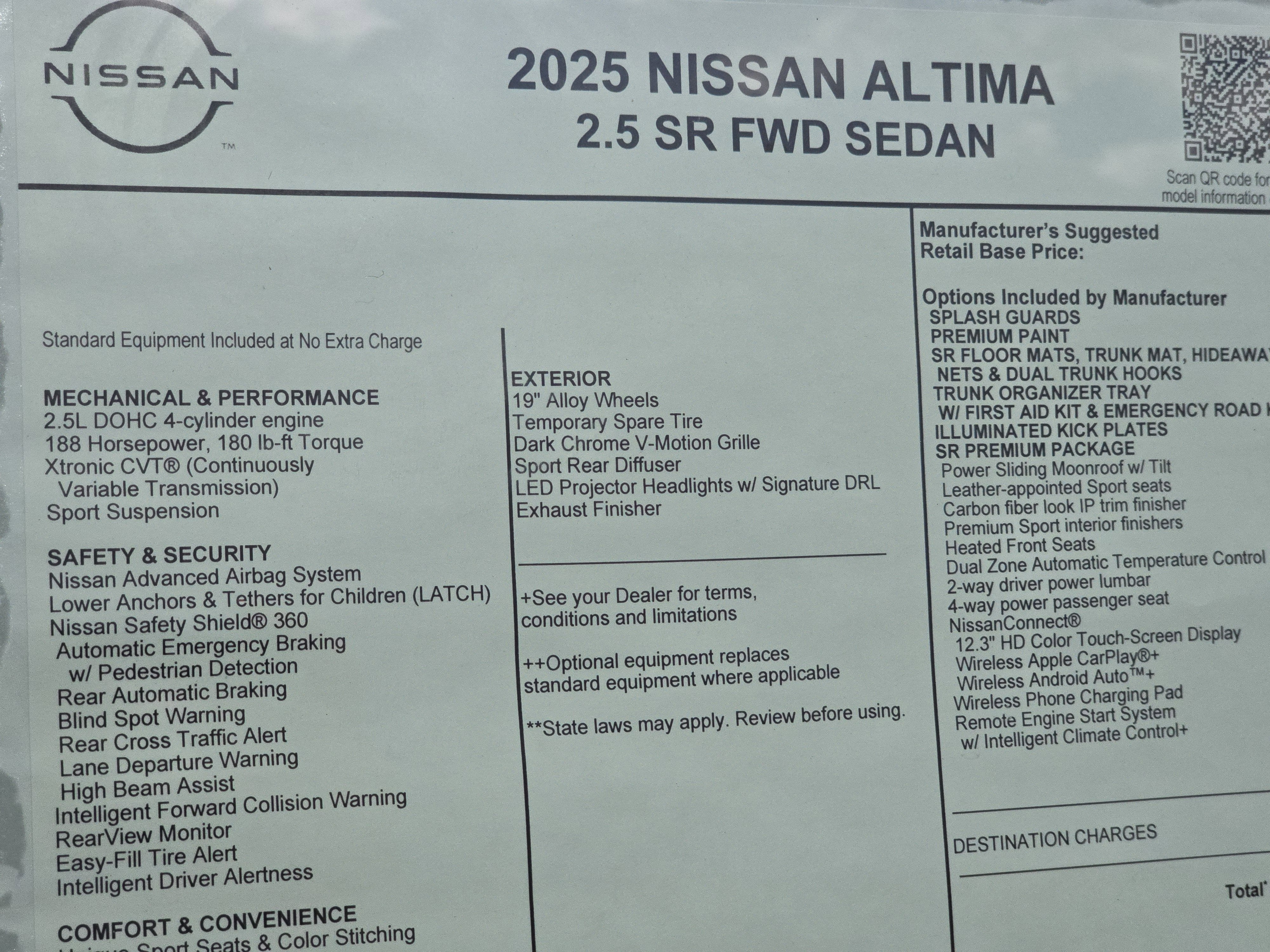 2025 Nissan Altima SR