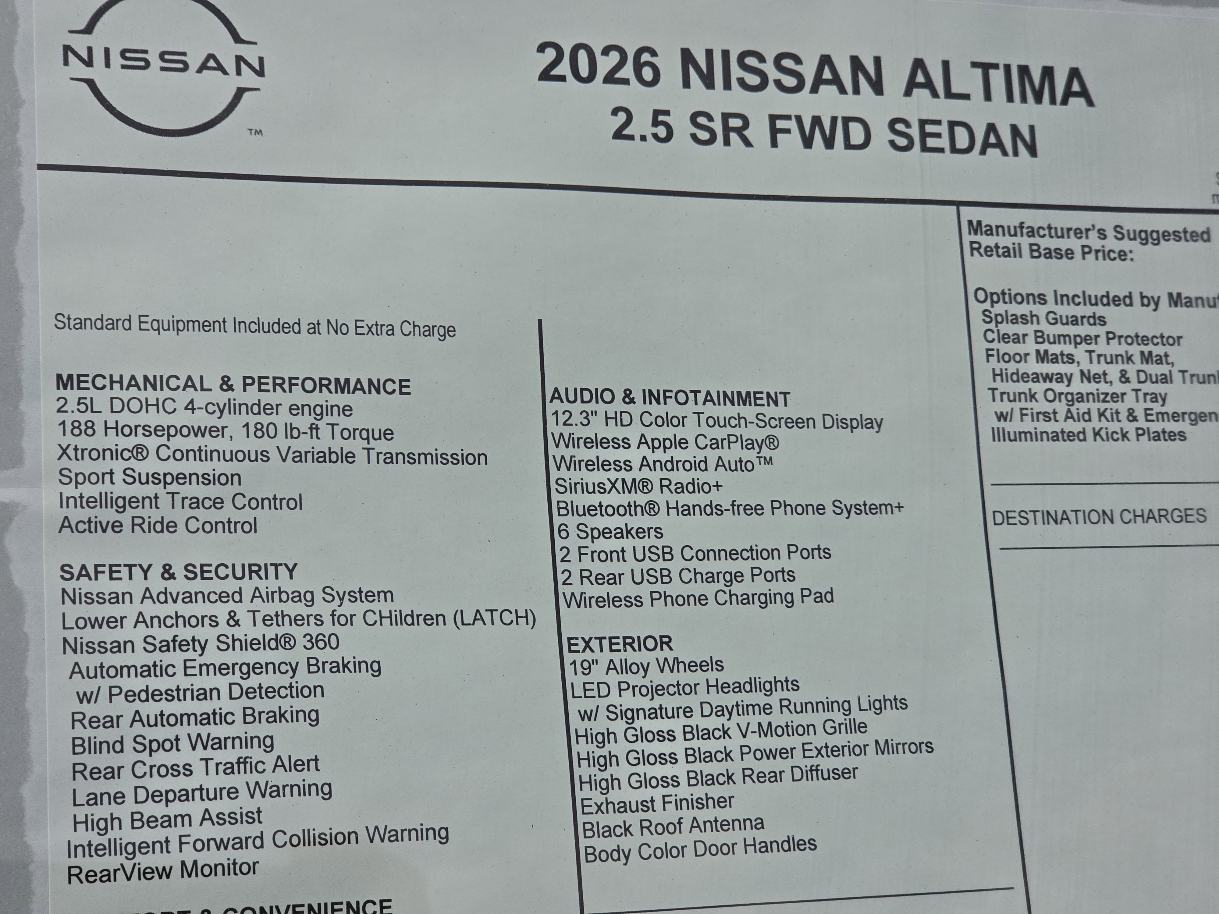 2026 Nissan Altima SR