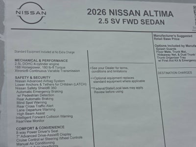 2026 Nissan Altima SV