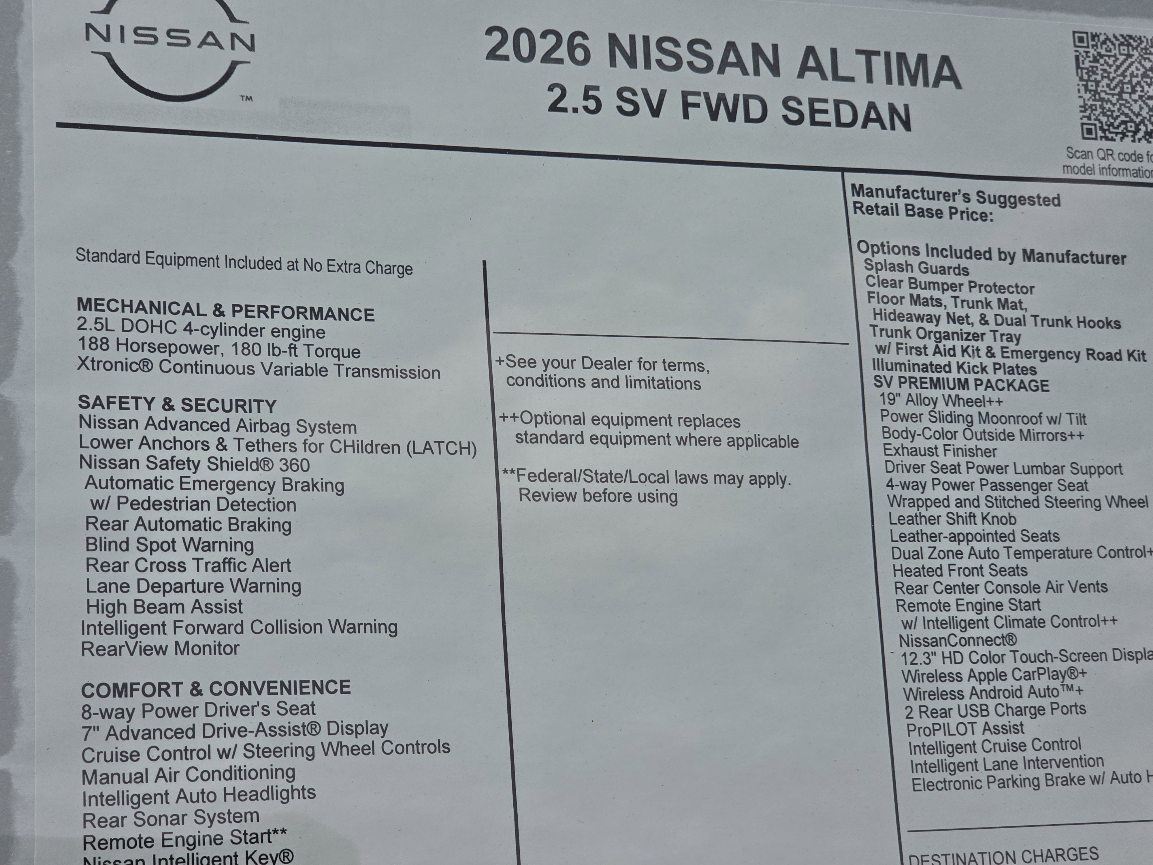 2026 Nissan Altima SV