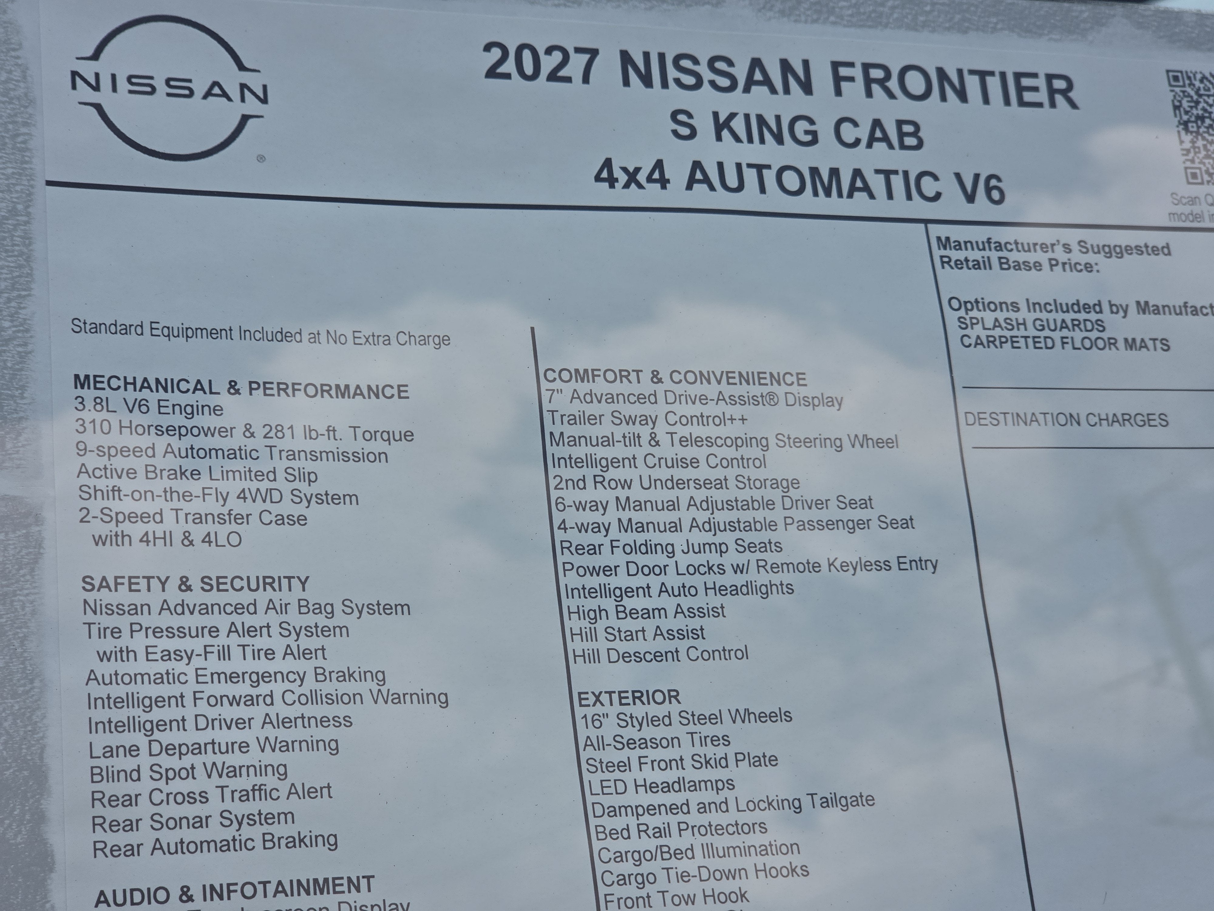 2027 Nissan Frontier S