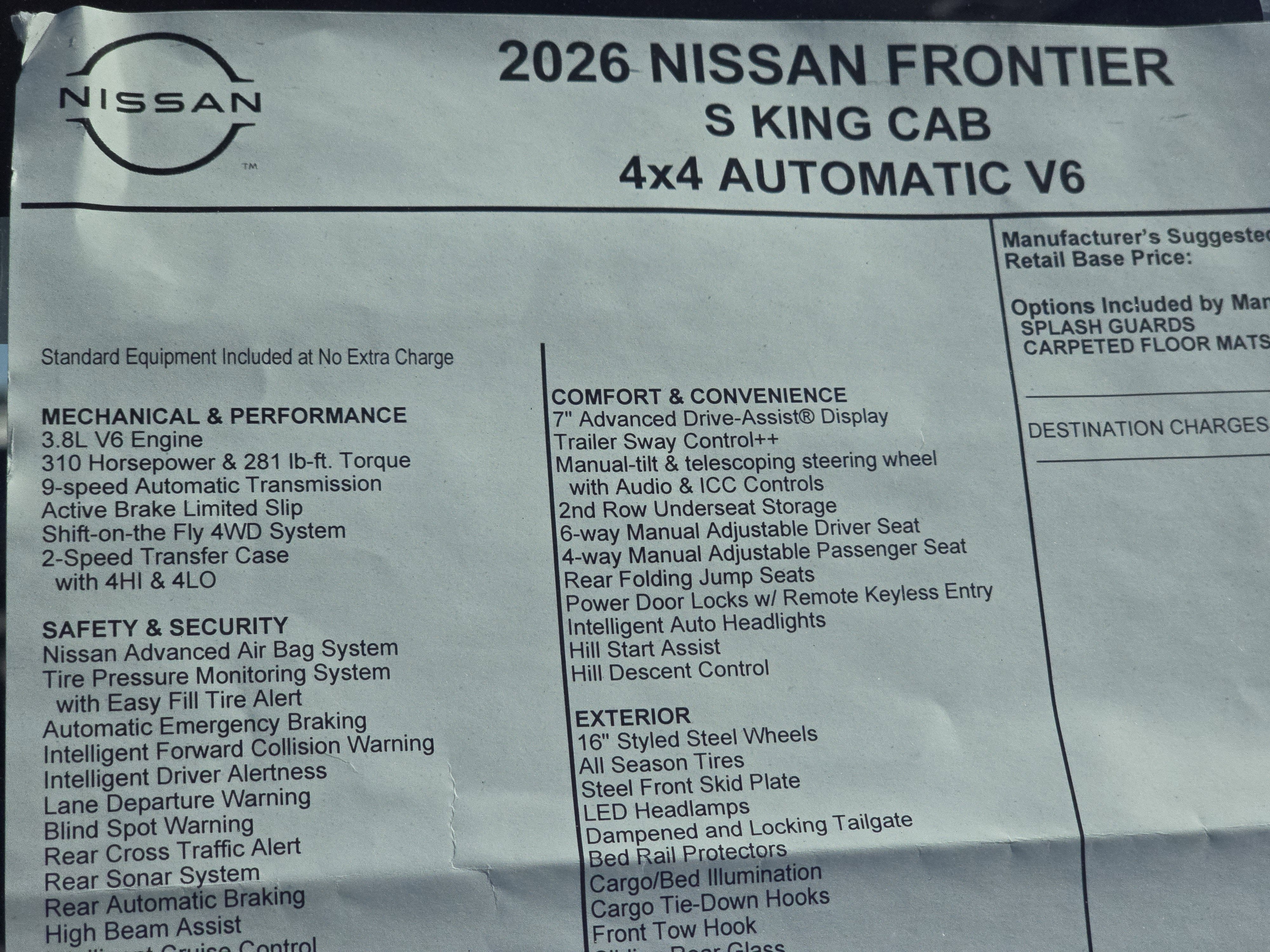 2026 Nissan Frontier S