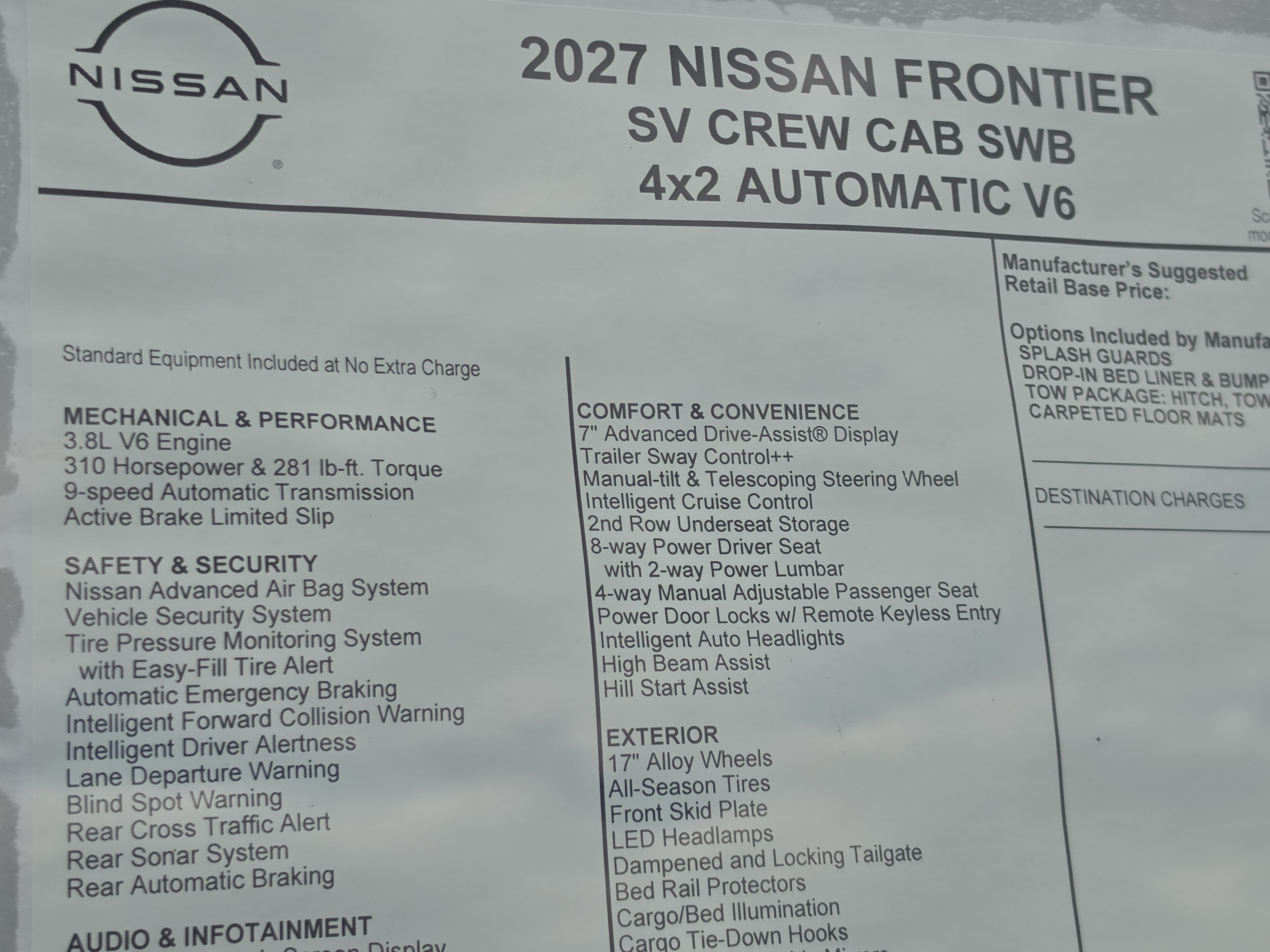 2027 Nissan Frontier SV