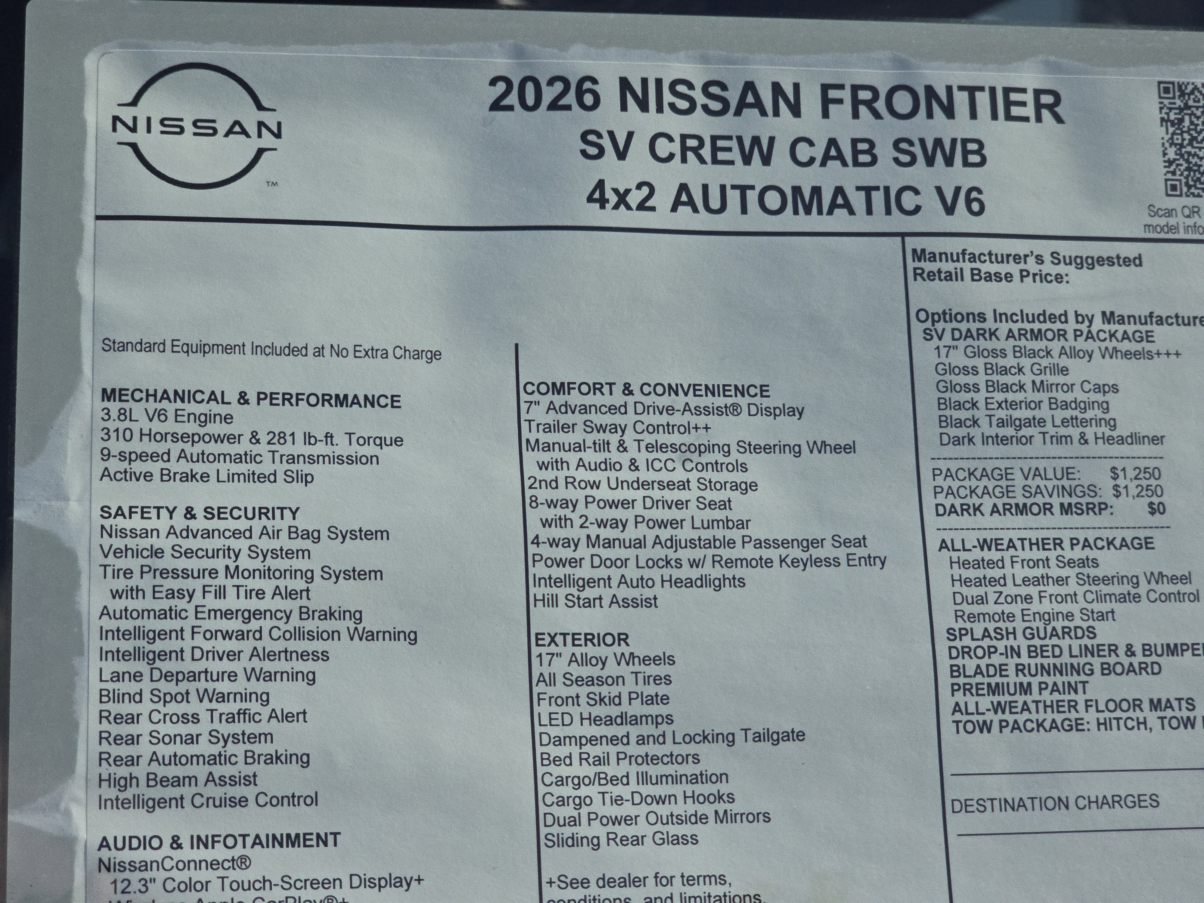 2026 Nissan Frontier SV
