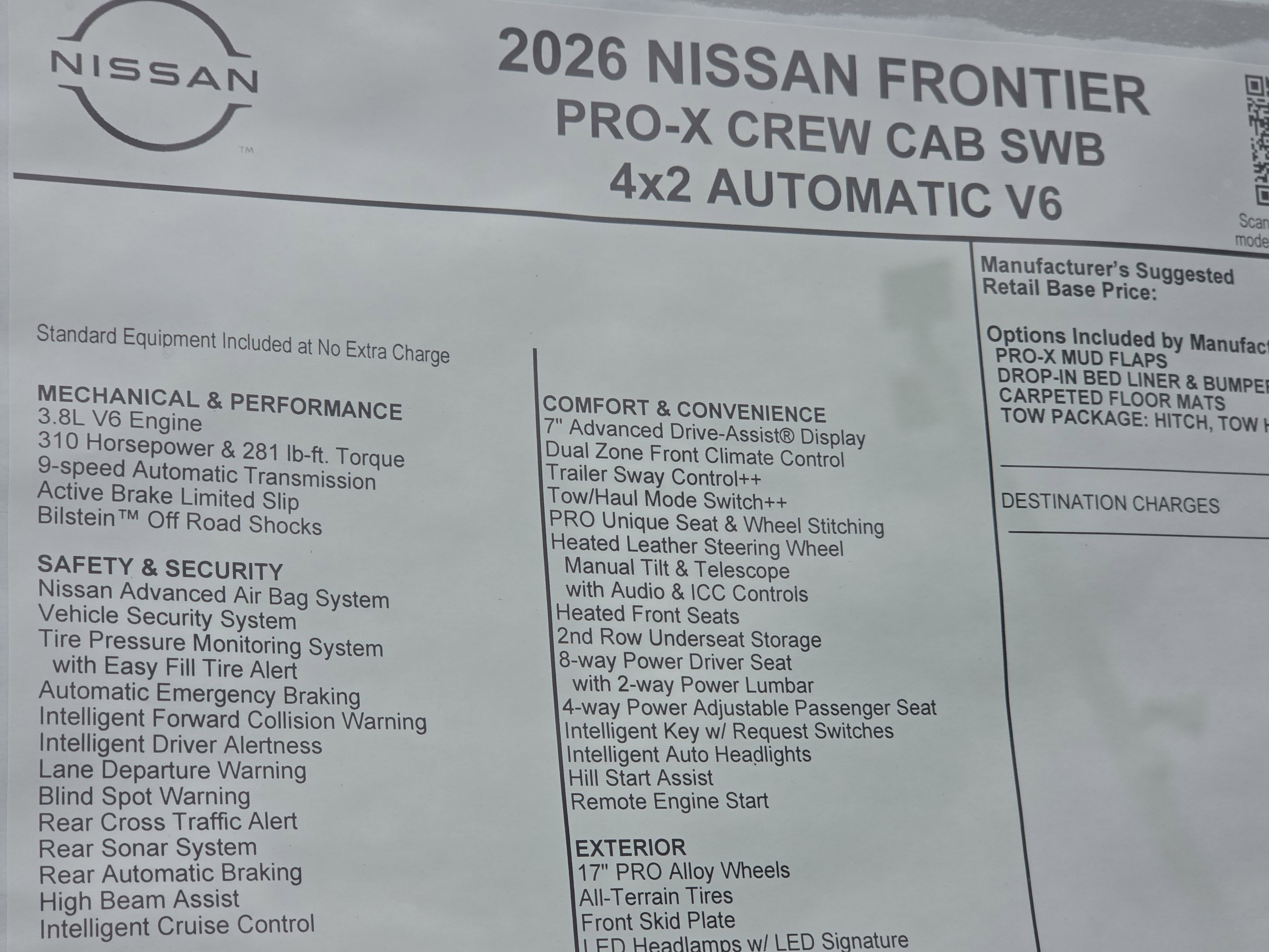 2026 Nissan Frontier PRO-X