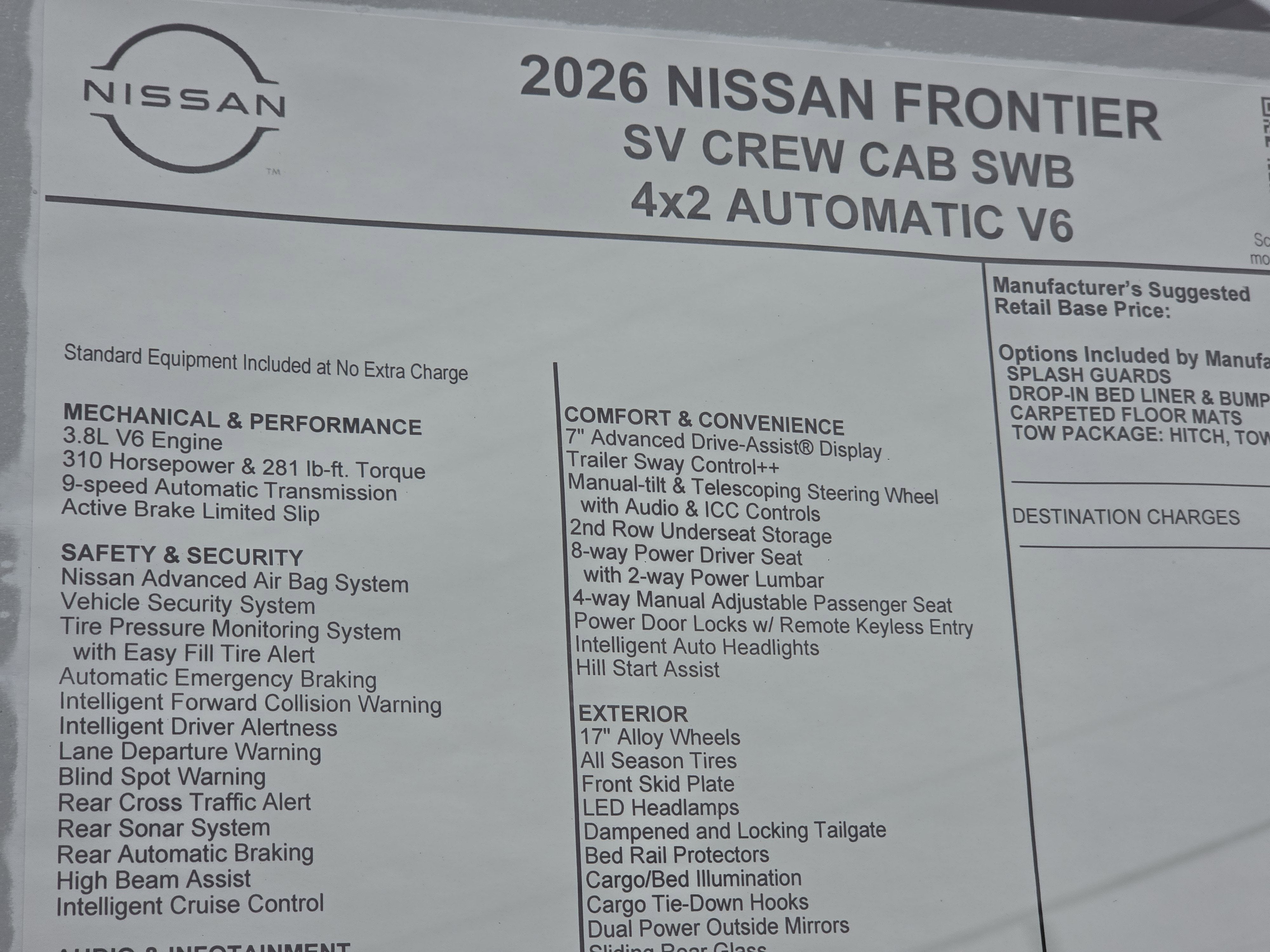 2026 Nissan Frontier SV