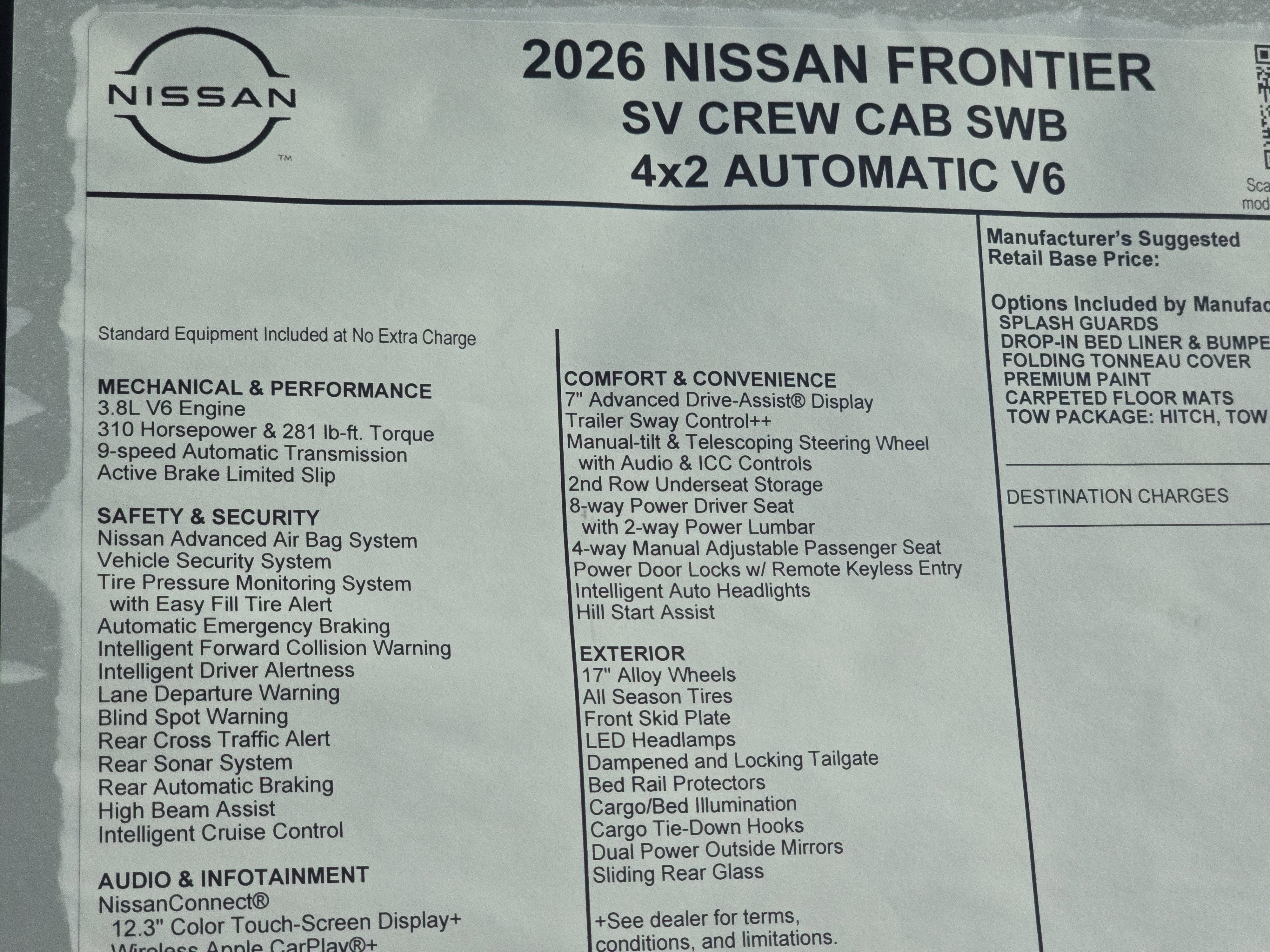 2026 Nissan Frontier SV