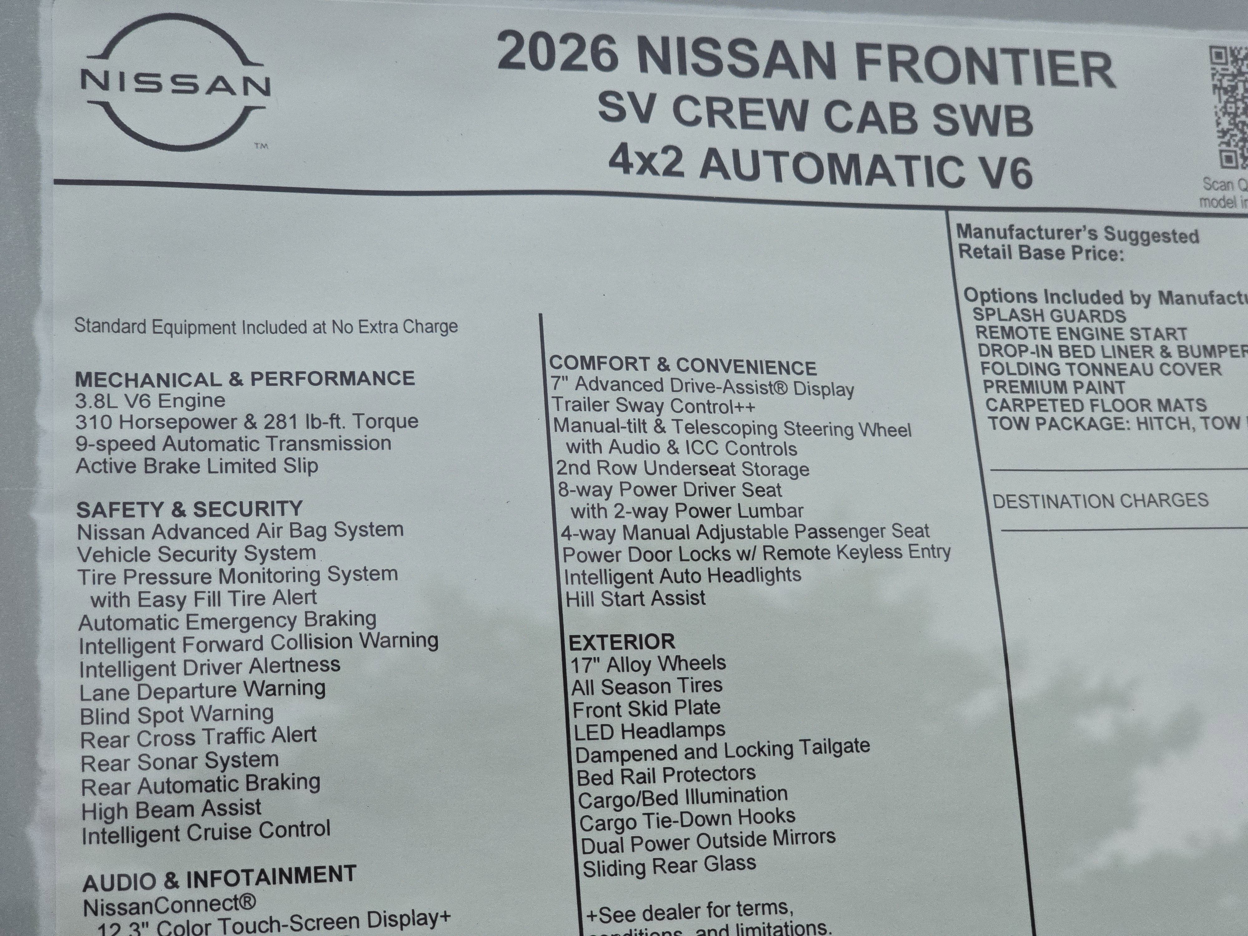 2026 Nissan Frontier SV