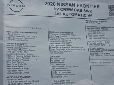 2026 Nissan Frontier SV