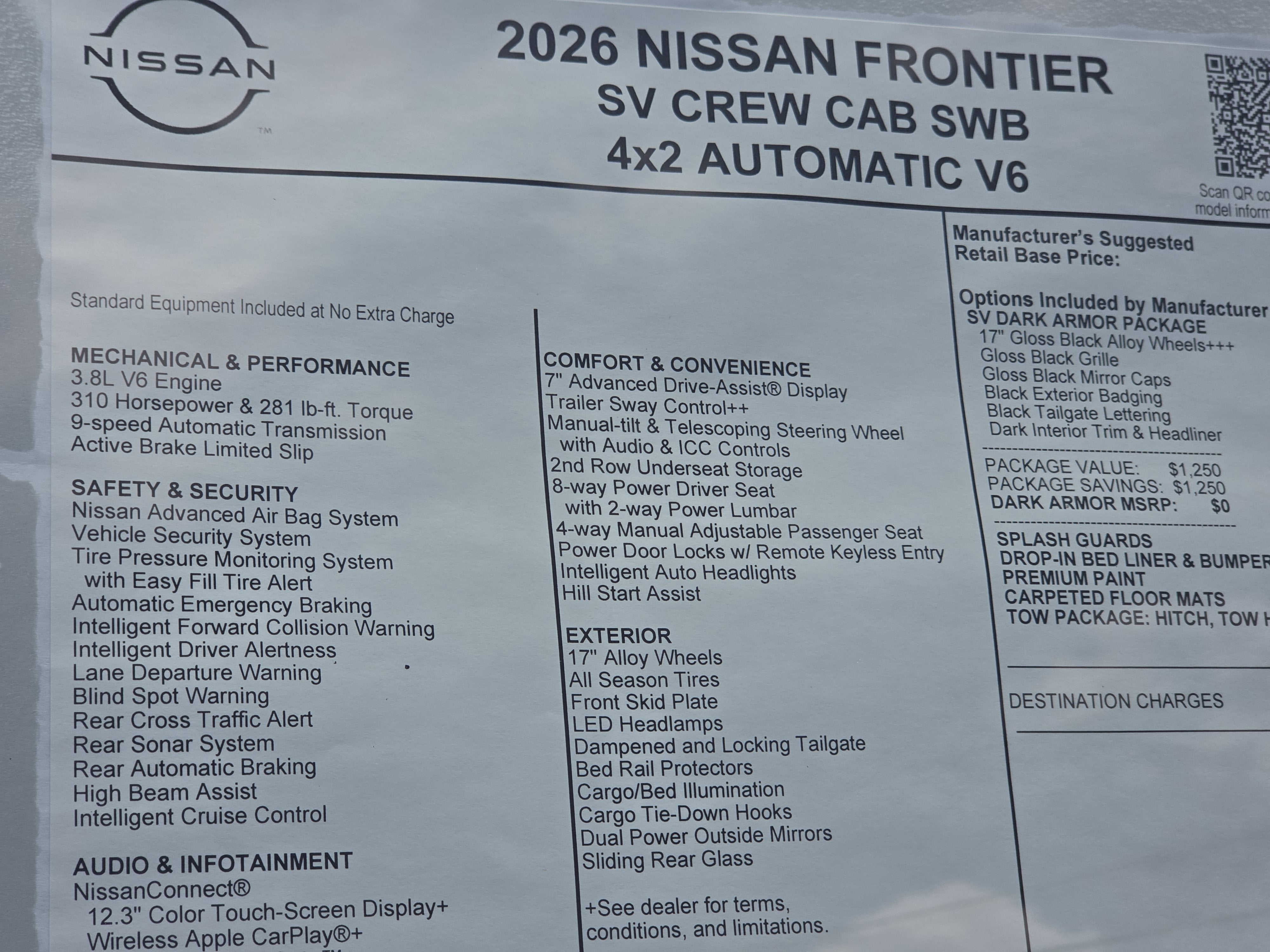 2026 Nissan Frontier SV