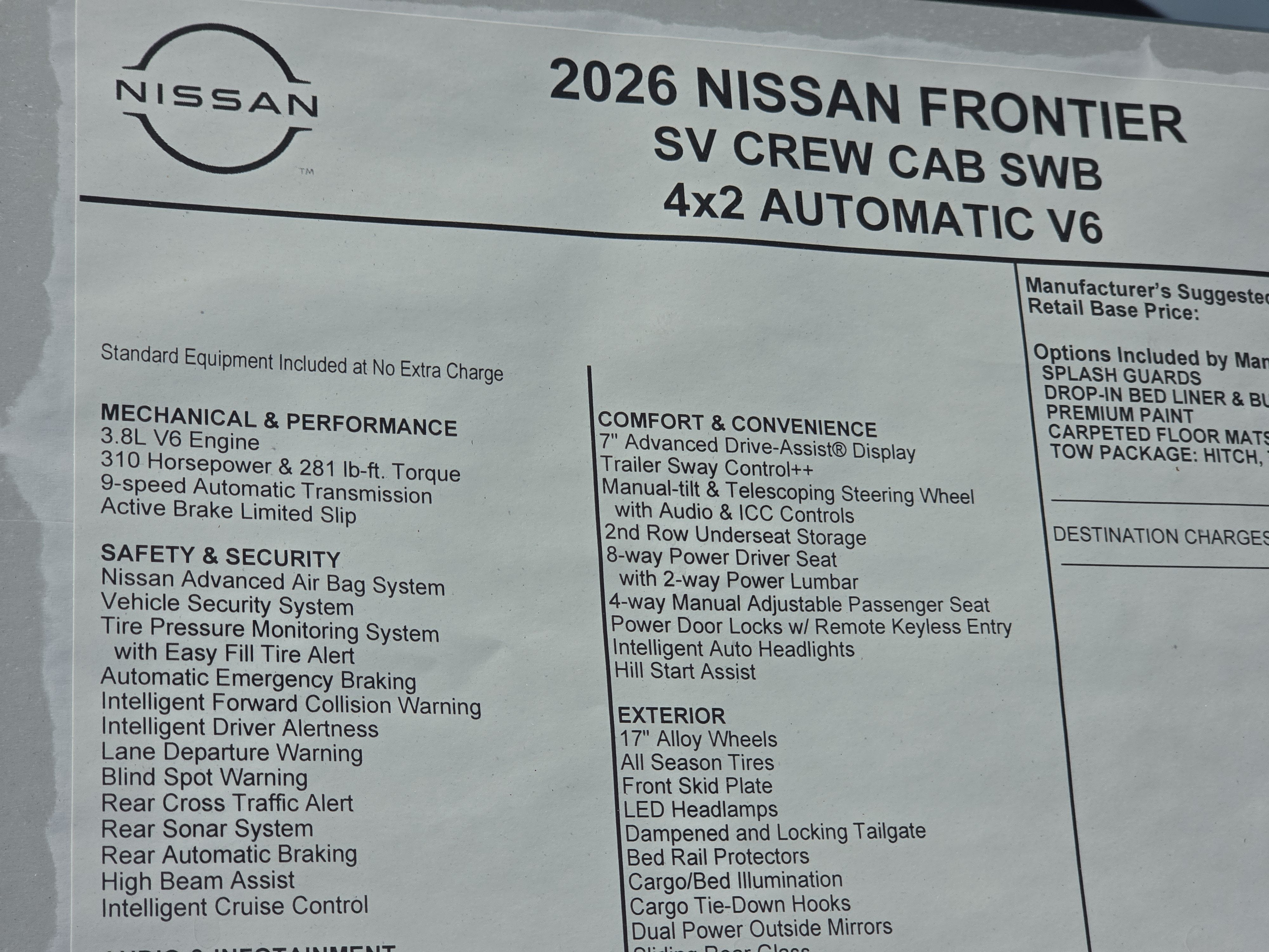 2026 Nissan Frontier SV