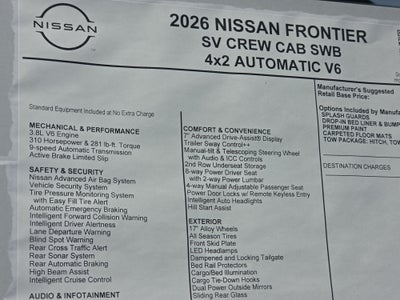 2026 Nissan Frontier SV