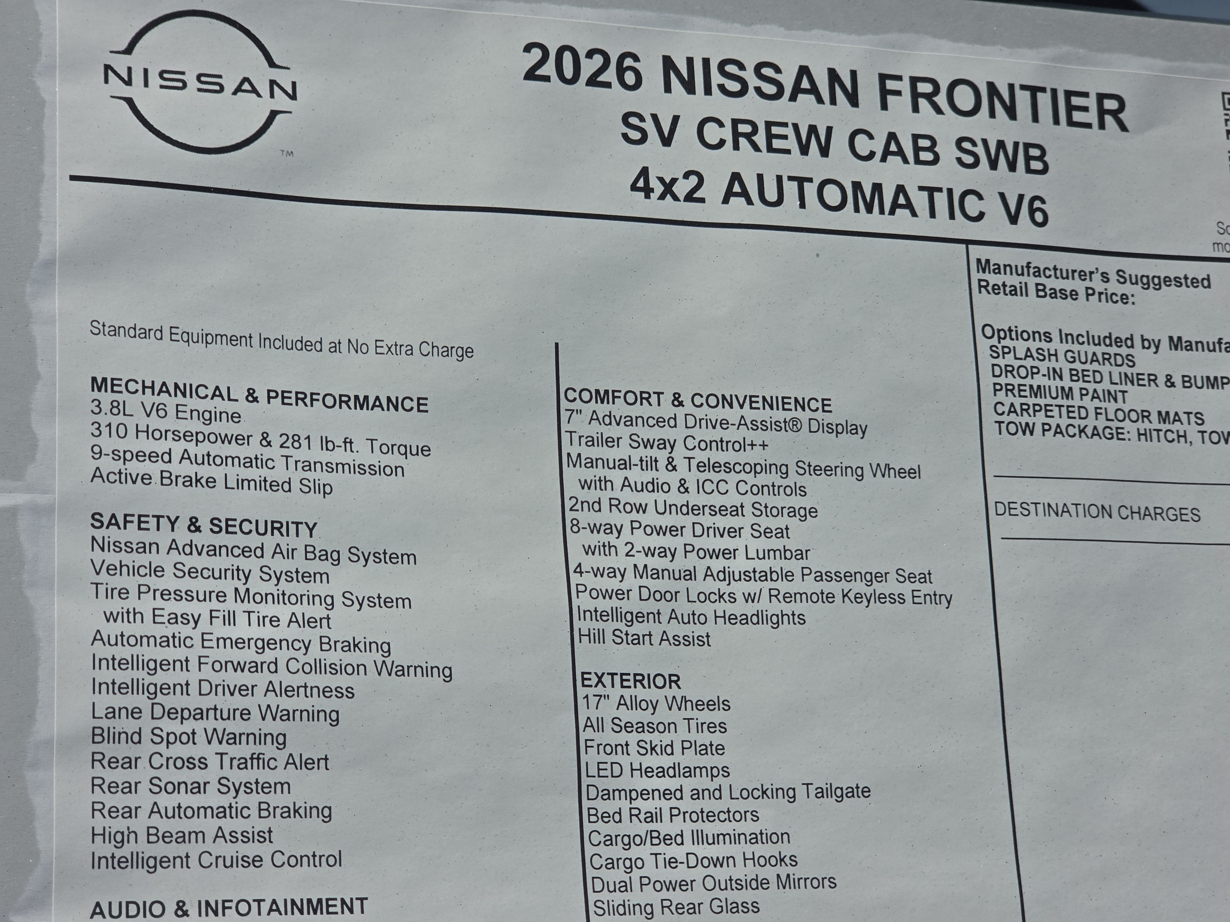 2026 Nissan Frontier SV