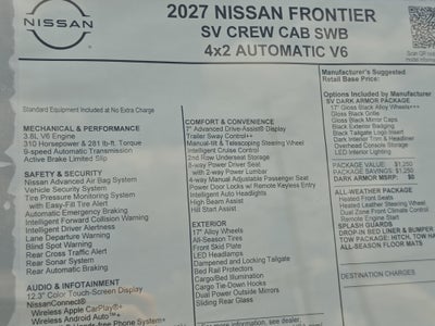 2027 Nissan Frontier SV