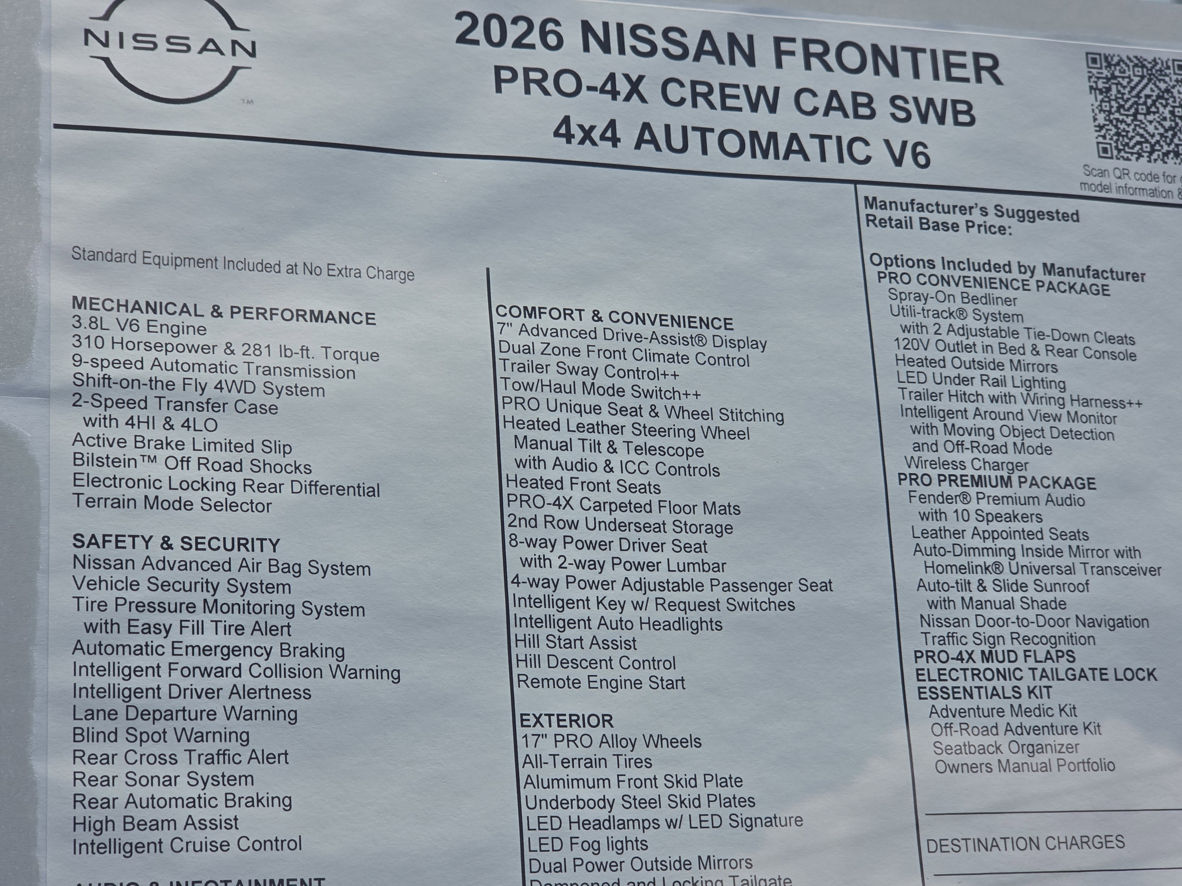 2026 Nissan Frontier PRO-4X