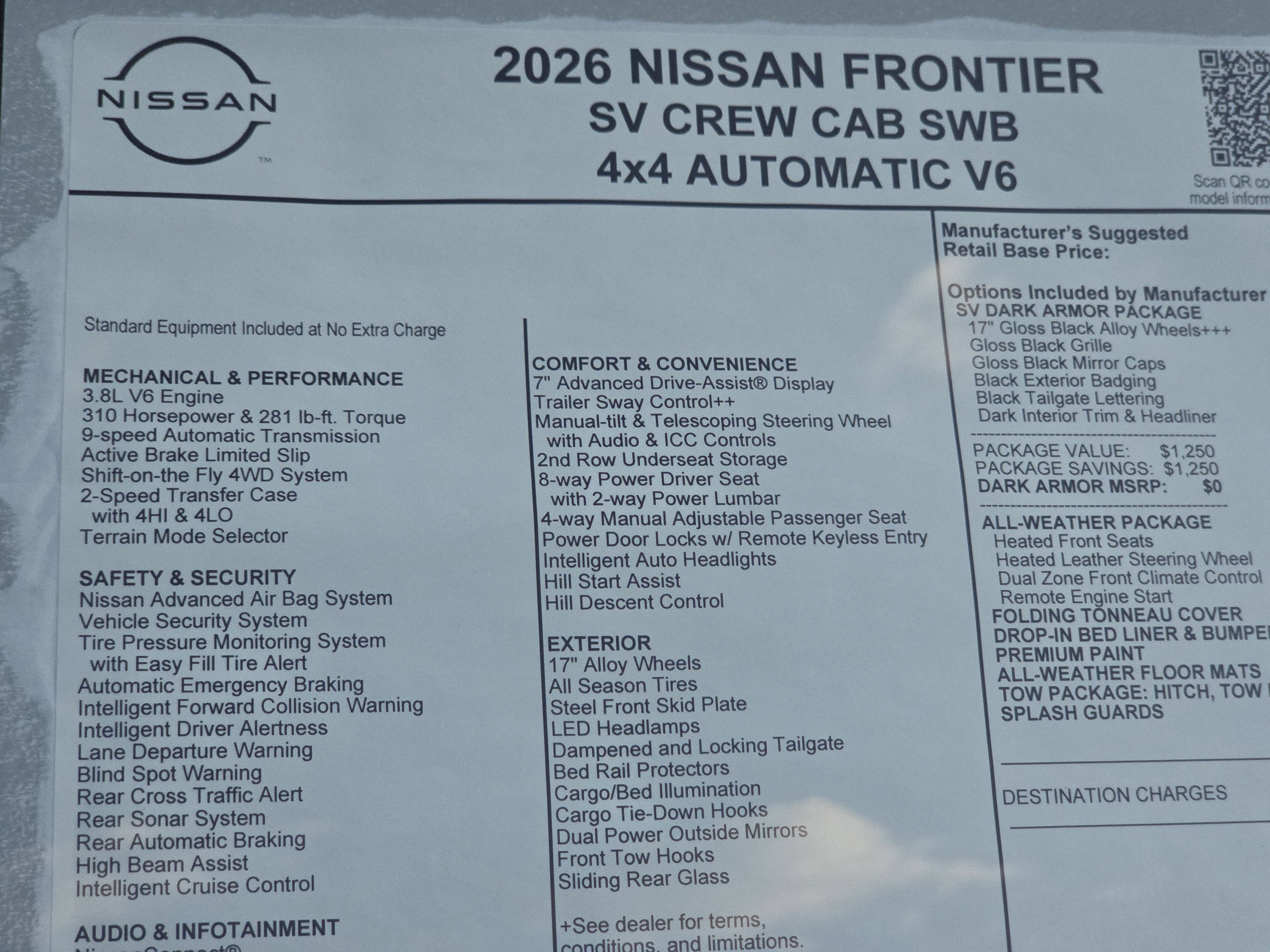 2026 Nissan Frontier SV