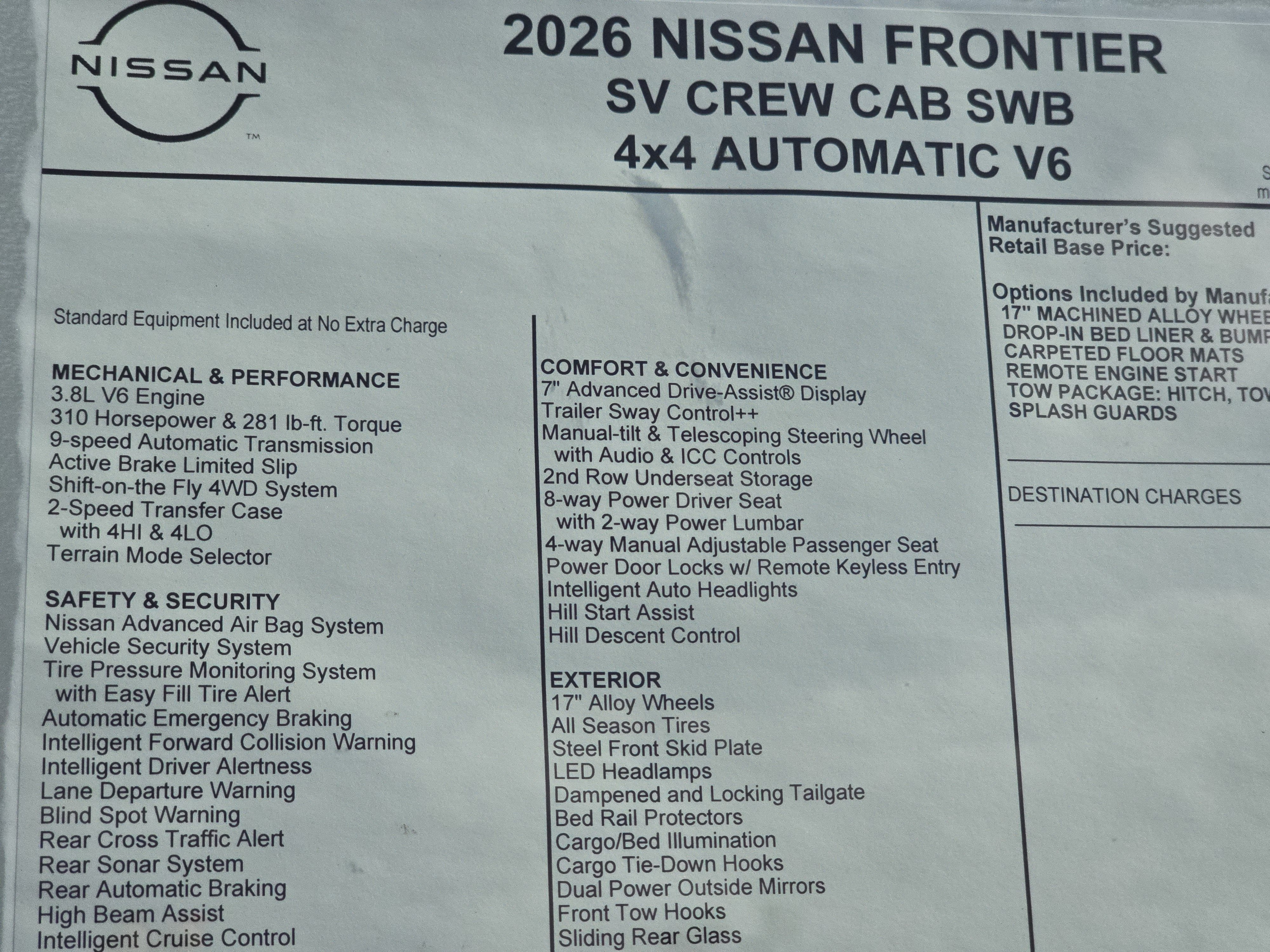 2026 Nissan Frontier SV