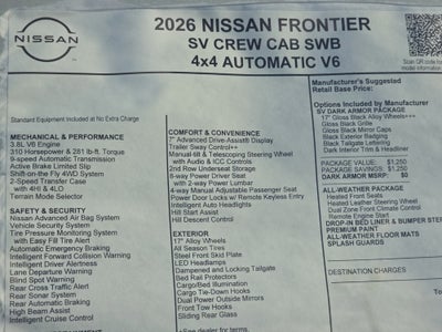 2026 Nissan Frontier SV