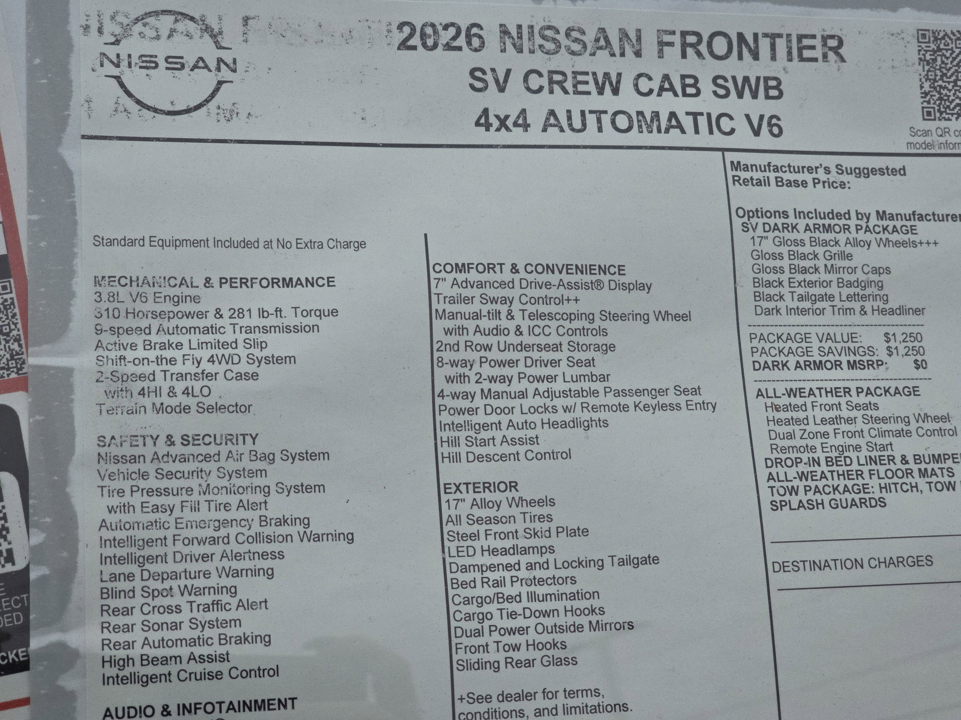 2026 Nissan Frontier SV