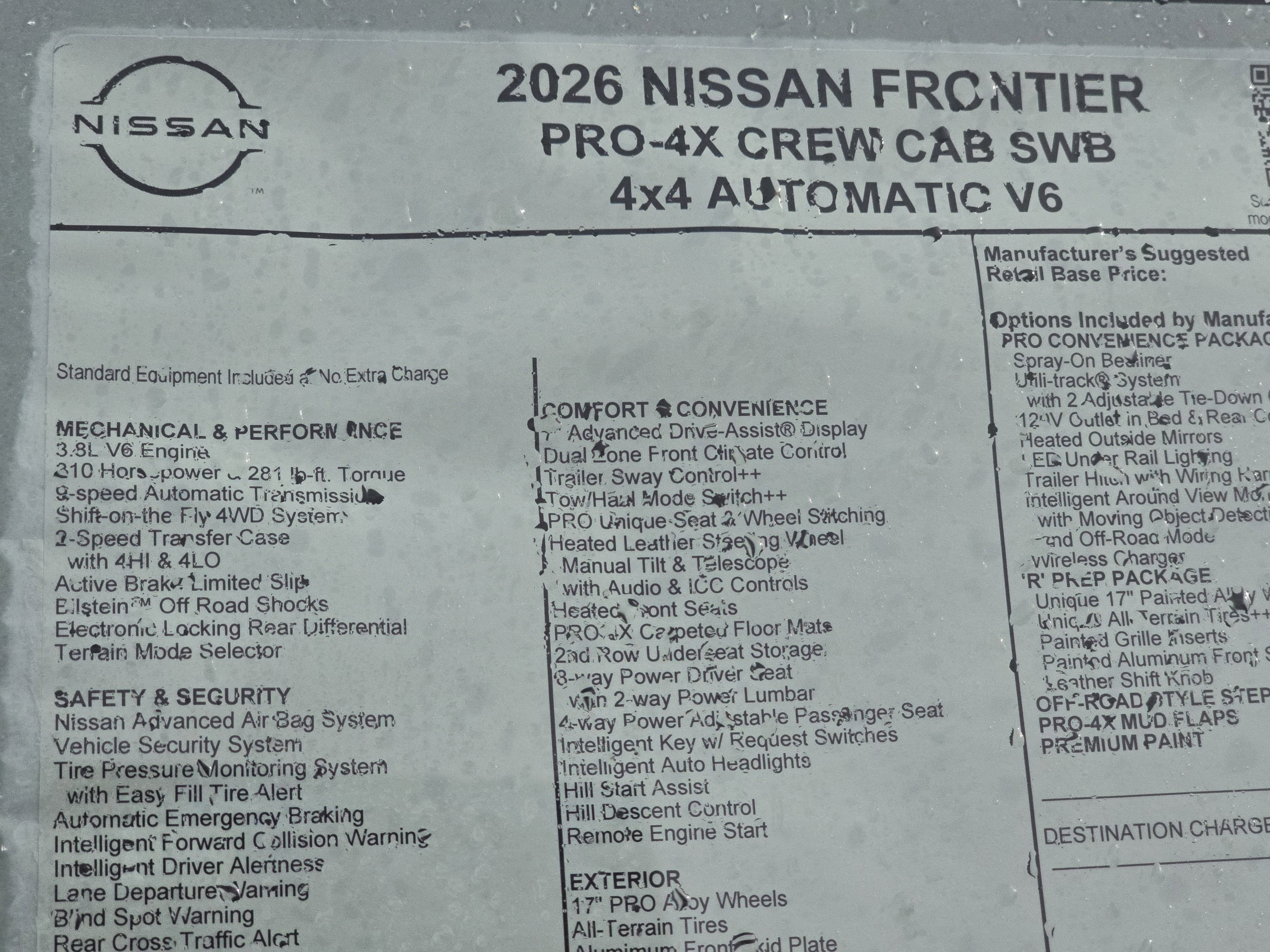 2026 Nissan Frontier PRO-4X w/R Package