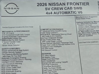 2026 Nissan Frontier SV