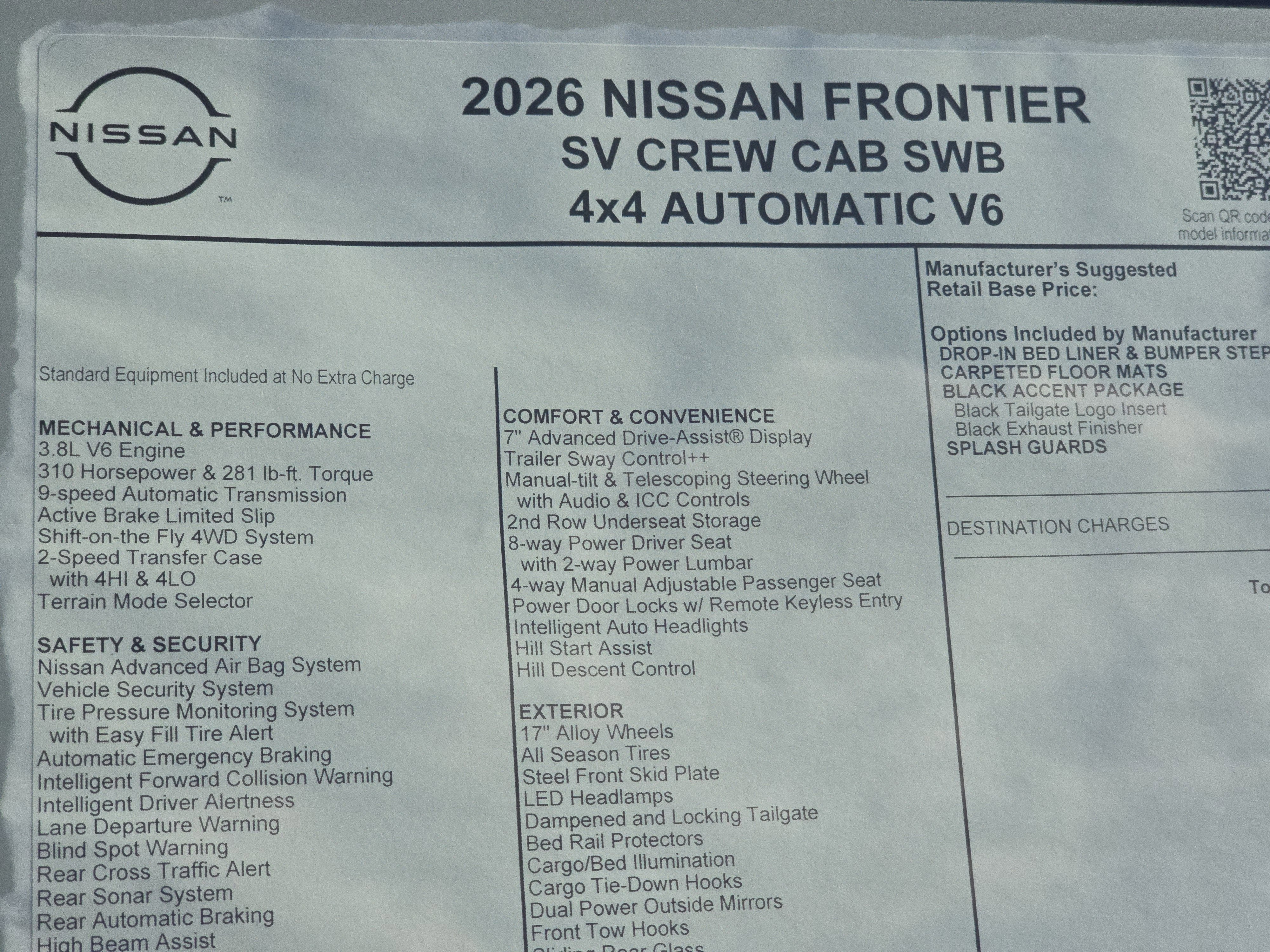 2026 Nissan Frontier SV