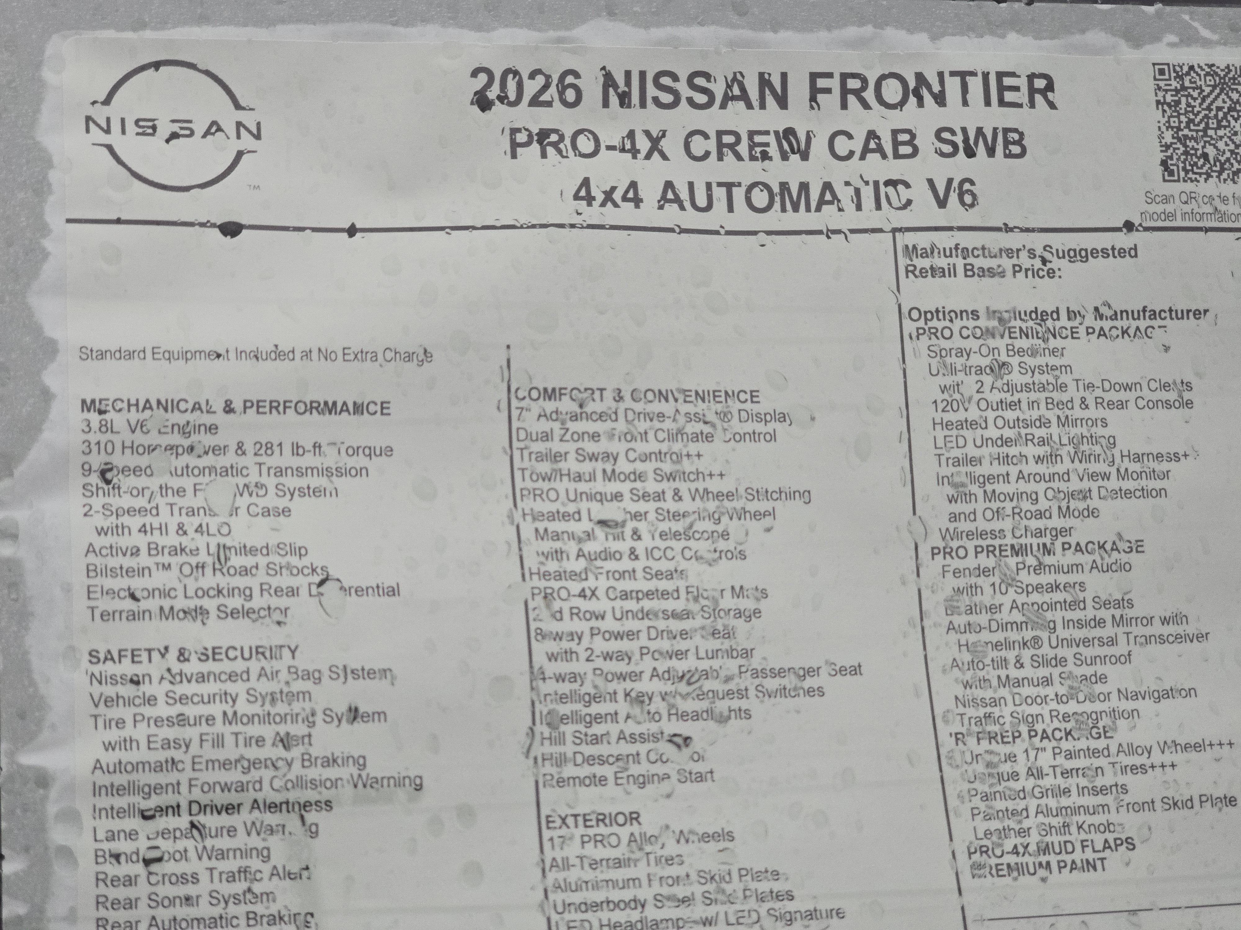 2026 Nissan Frontier PRO-4X w/R Package