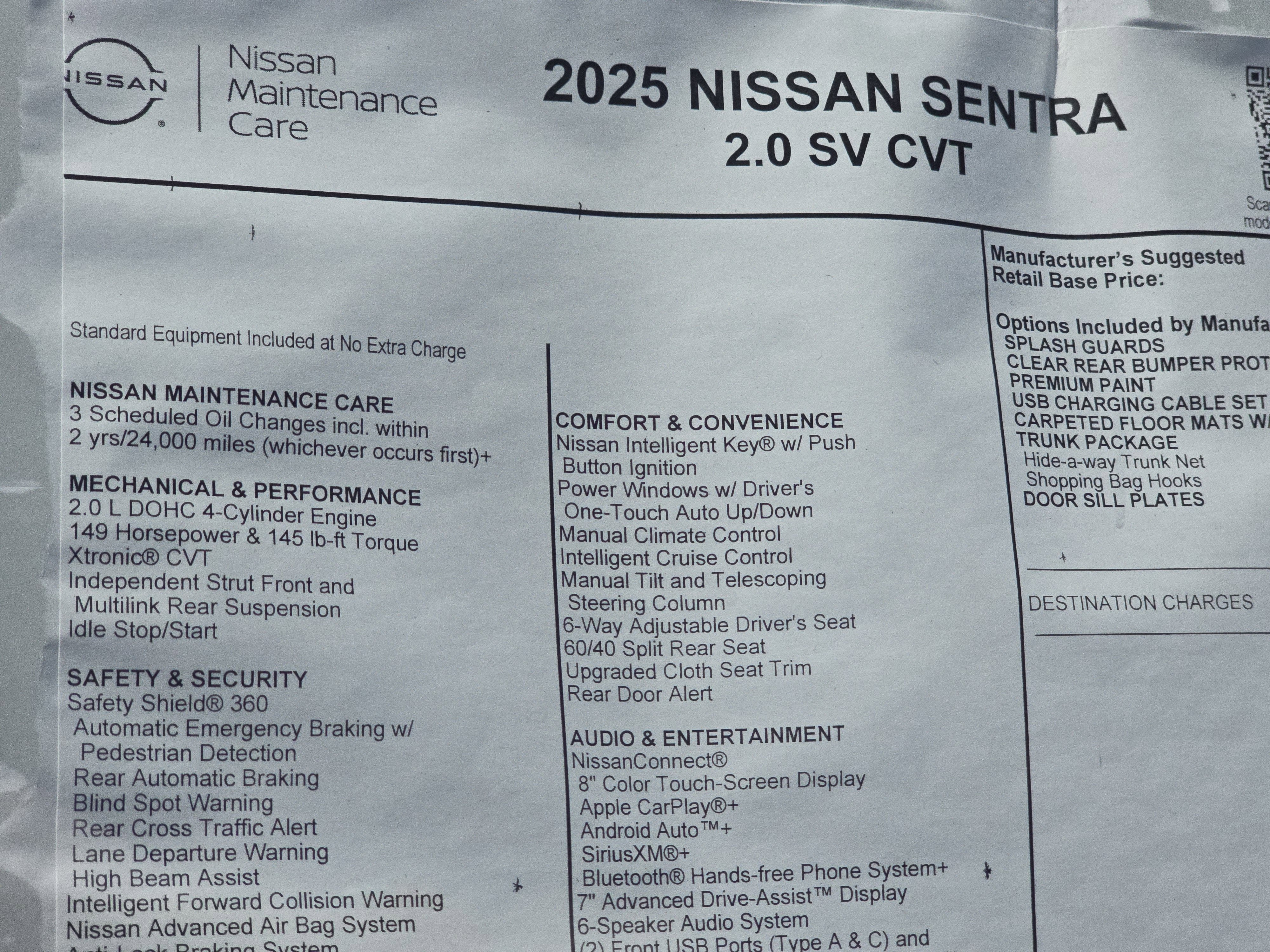 2025 Nissan Sentra SV