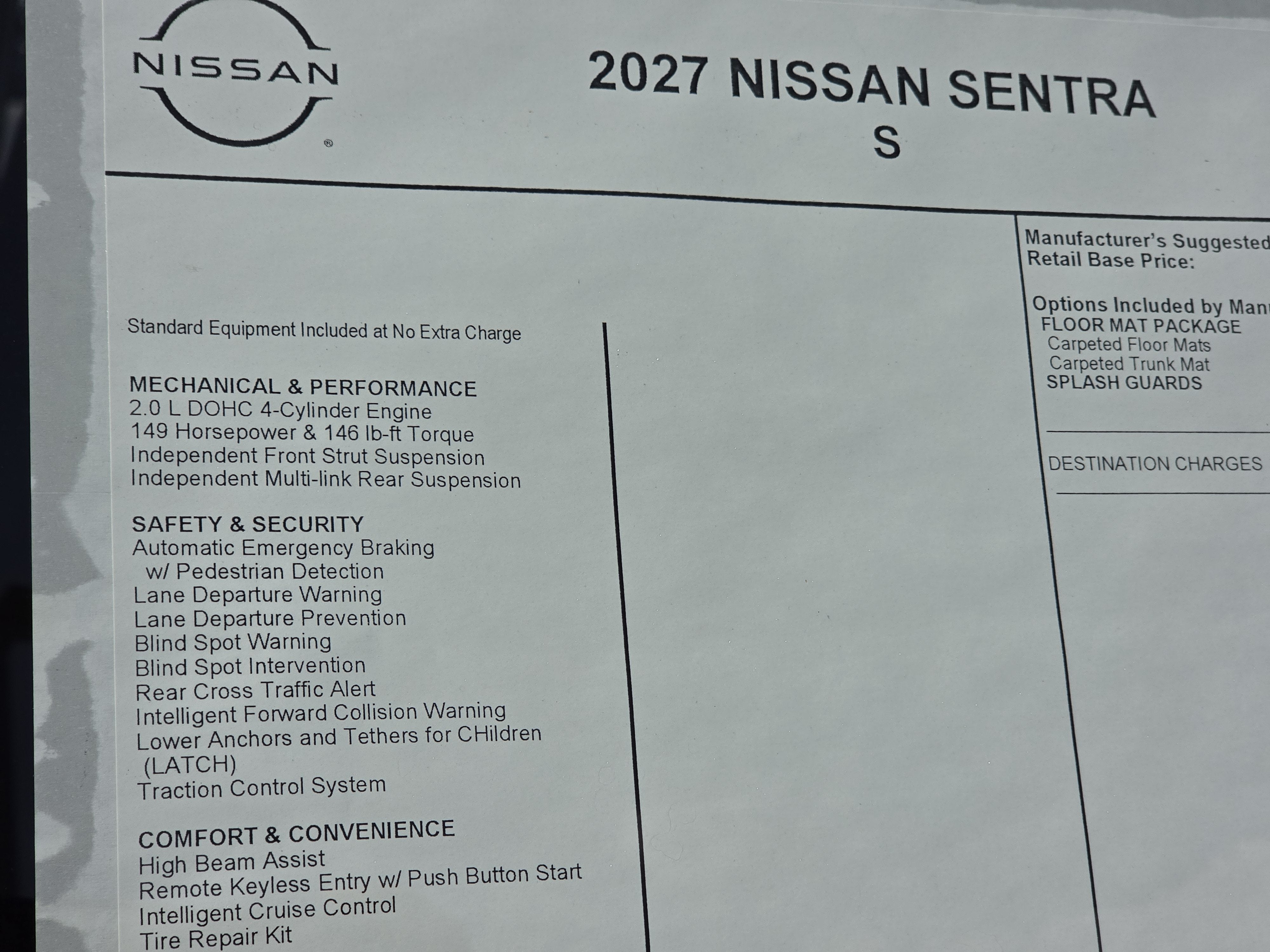 2027 Nissan Sentra S