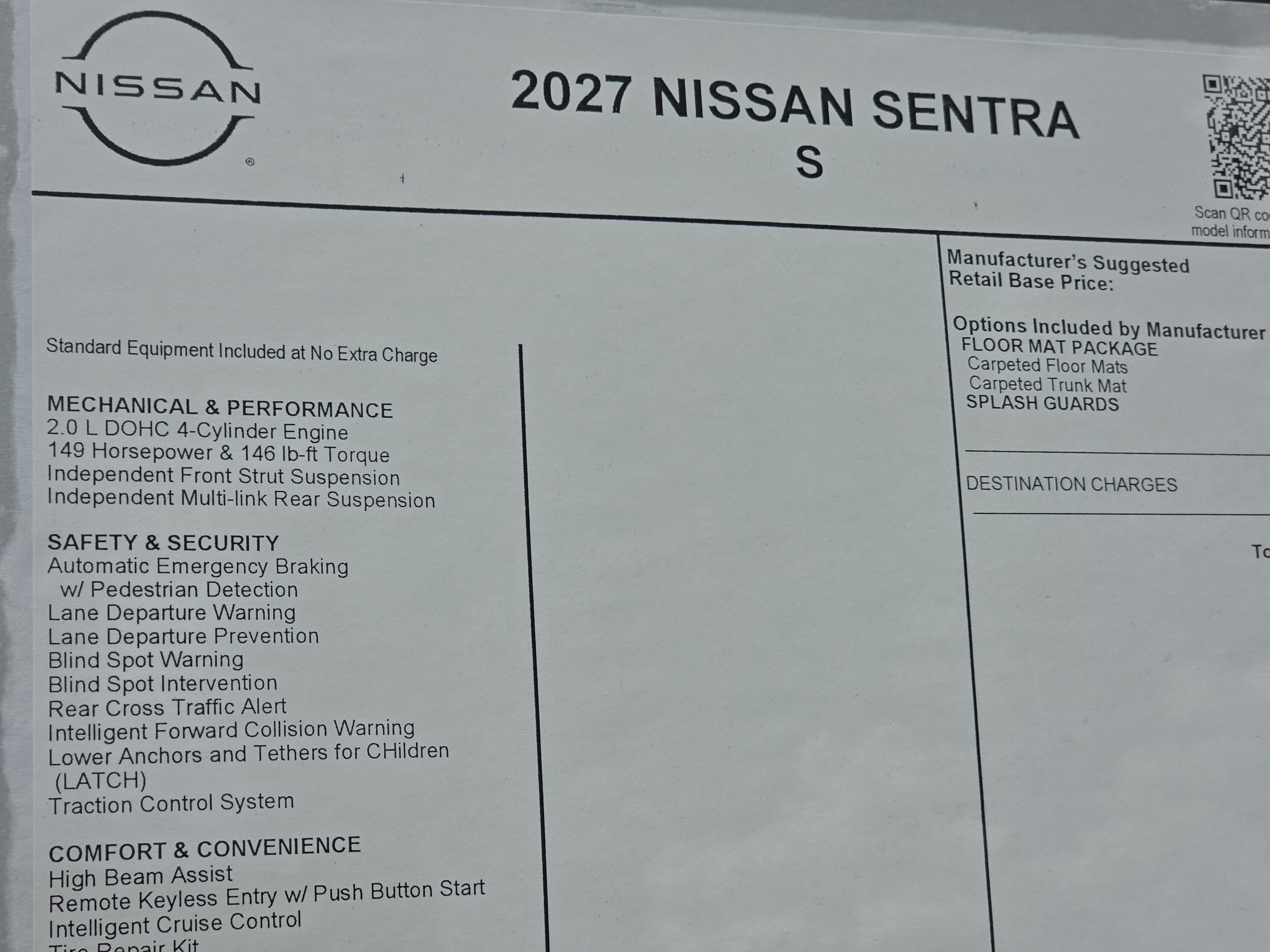 2027 Nissan Sentra S