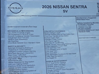 2026 Nissan Sentra SV