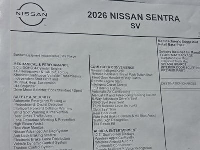 2026 Nissan Sentra SV