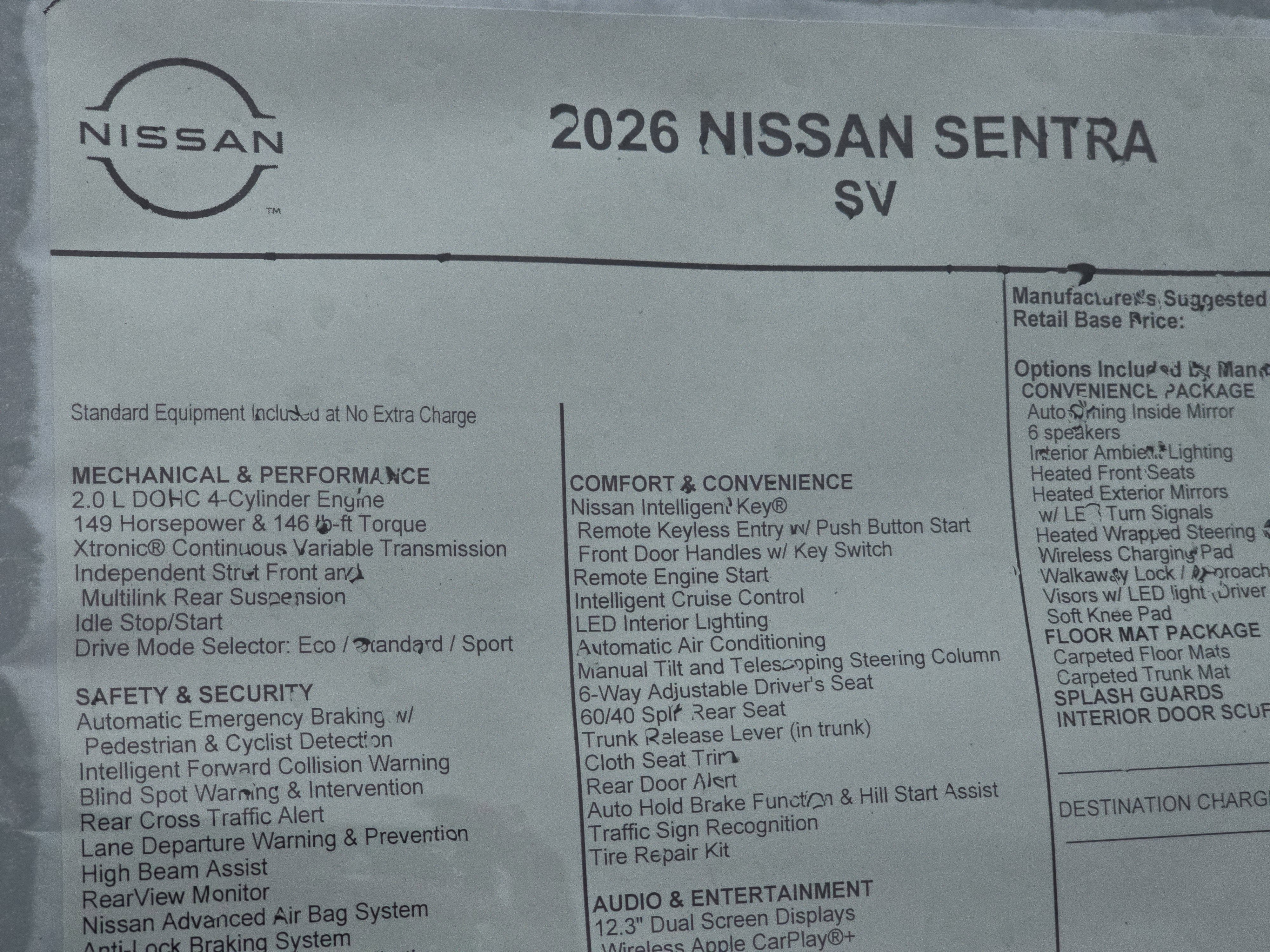 2026 Nissan Sentra SV