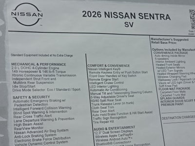 2026 Nissan Sentra SV