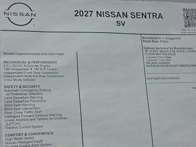 2027 Nissan Sentra SV