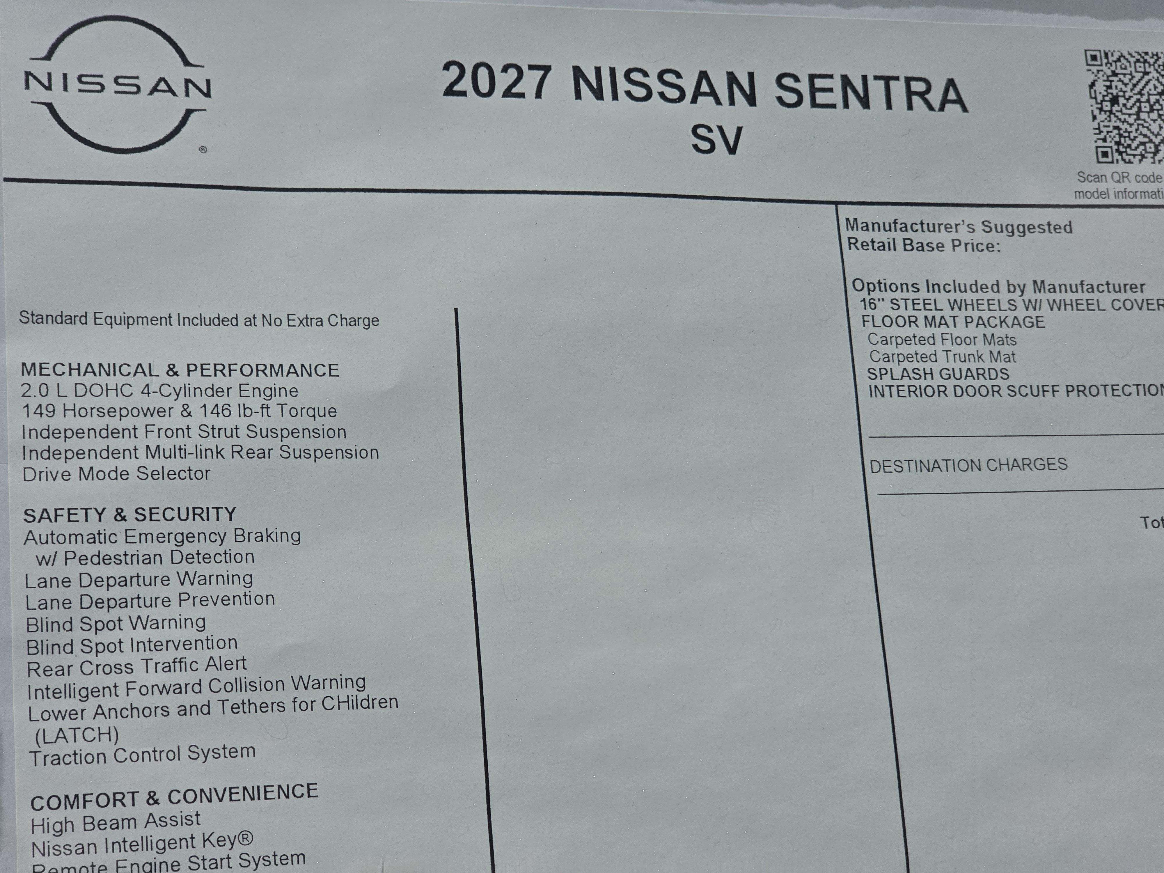 2027 Nissan Sentra SV