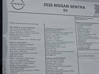 2026 Nissan Sentra SV