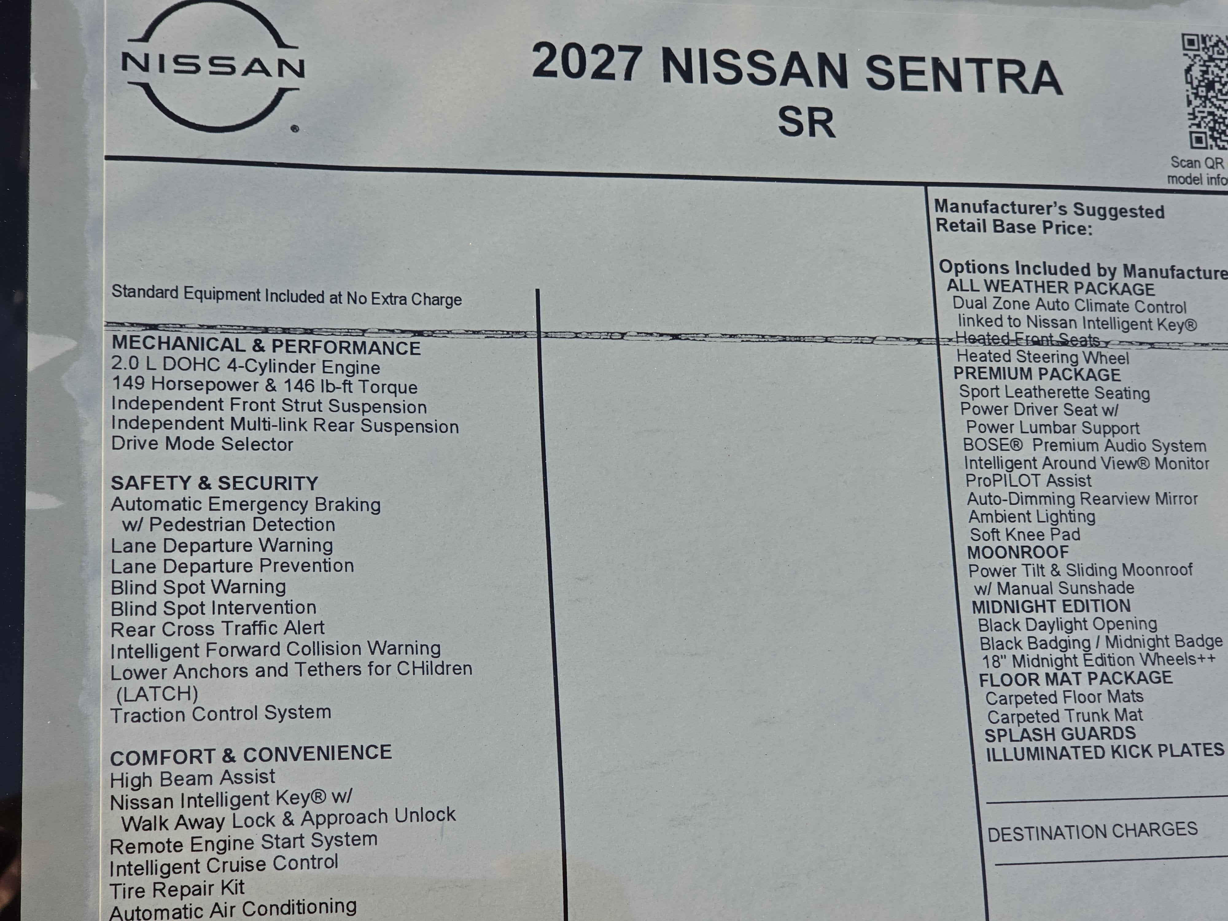 2027 Nissan Sentra SR