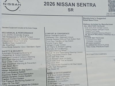2026 Nissan Sentra SR