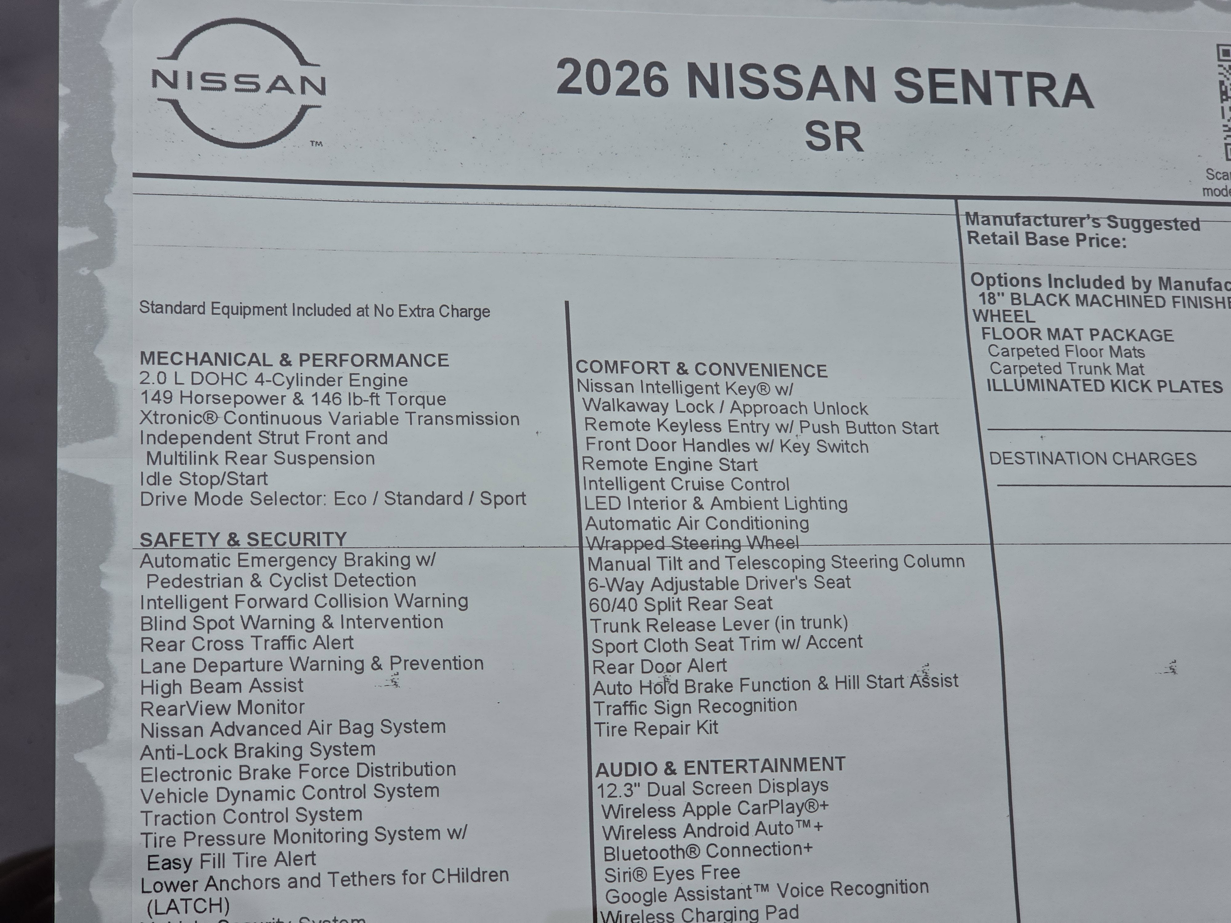 2026 Nissan Sentra SR