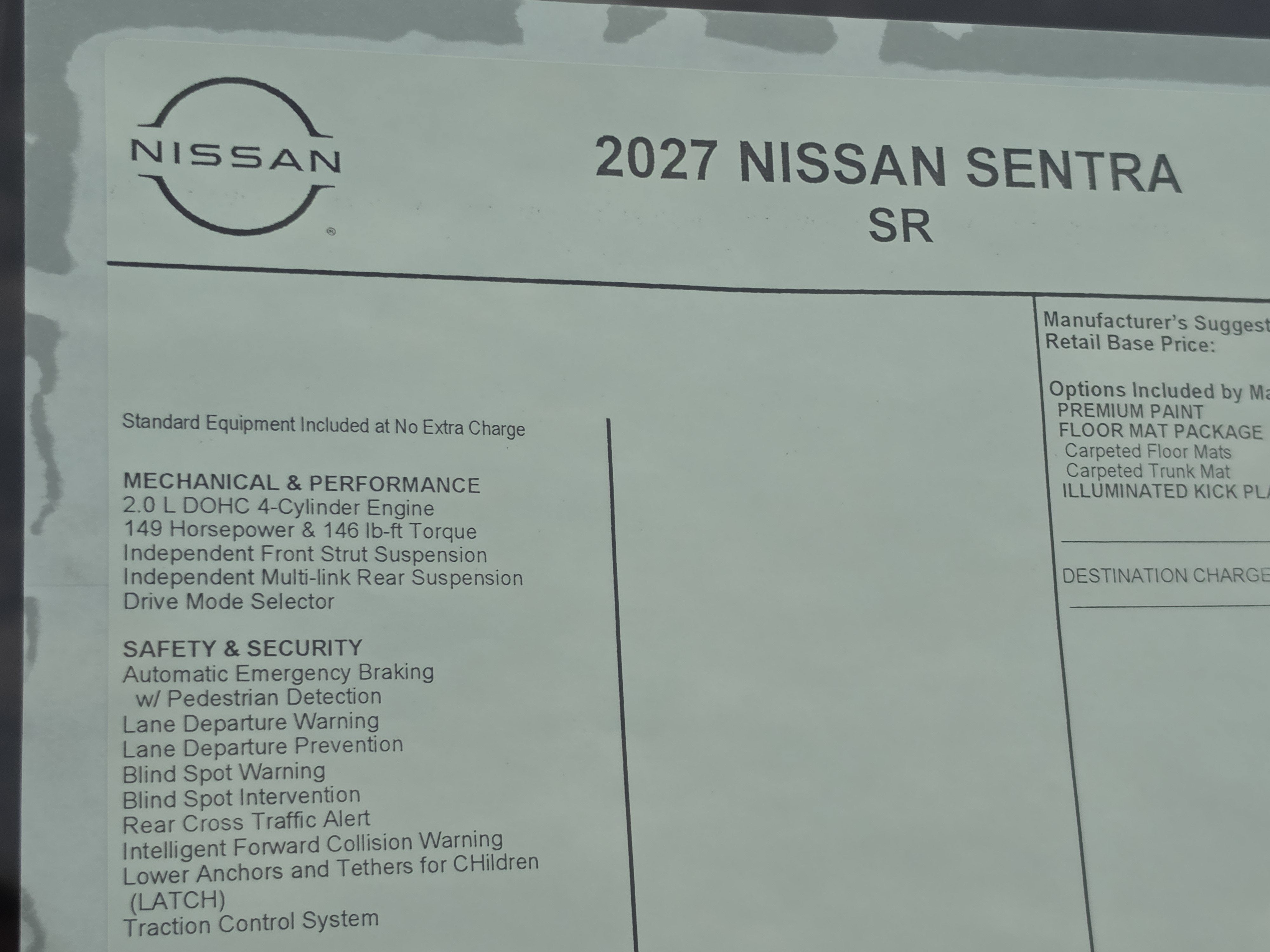 2027 Nissan Sentra SR