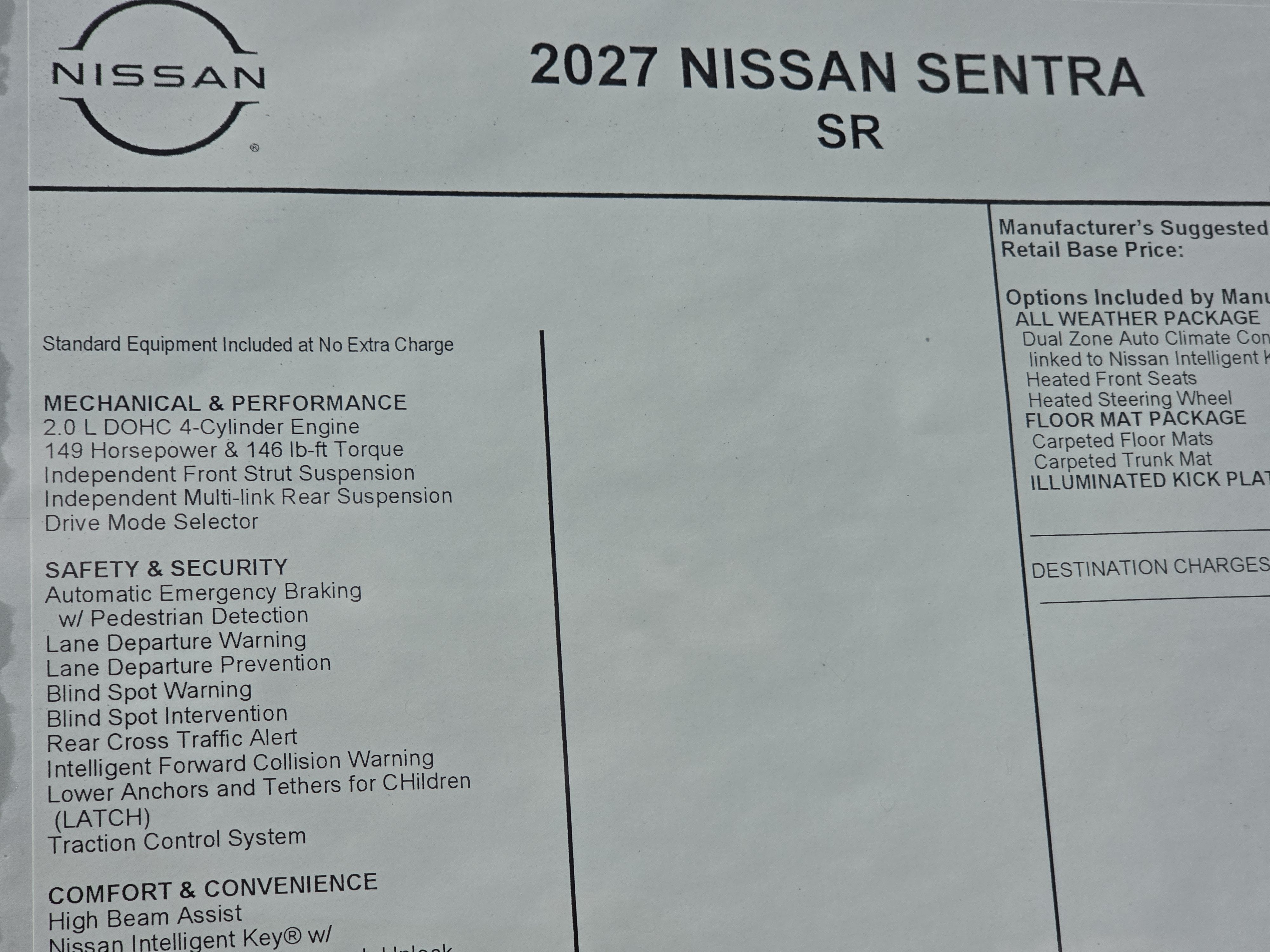 2027 Nissan Sentra SR