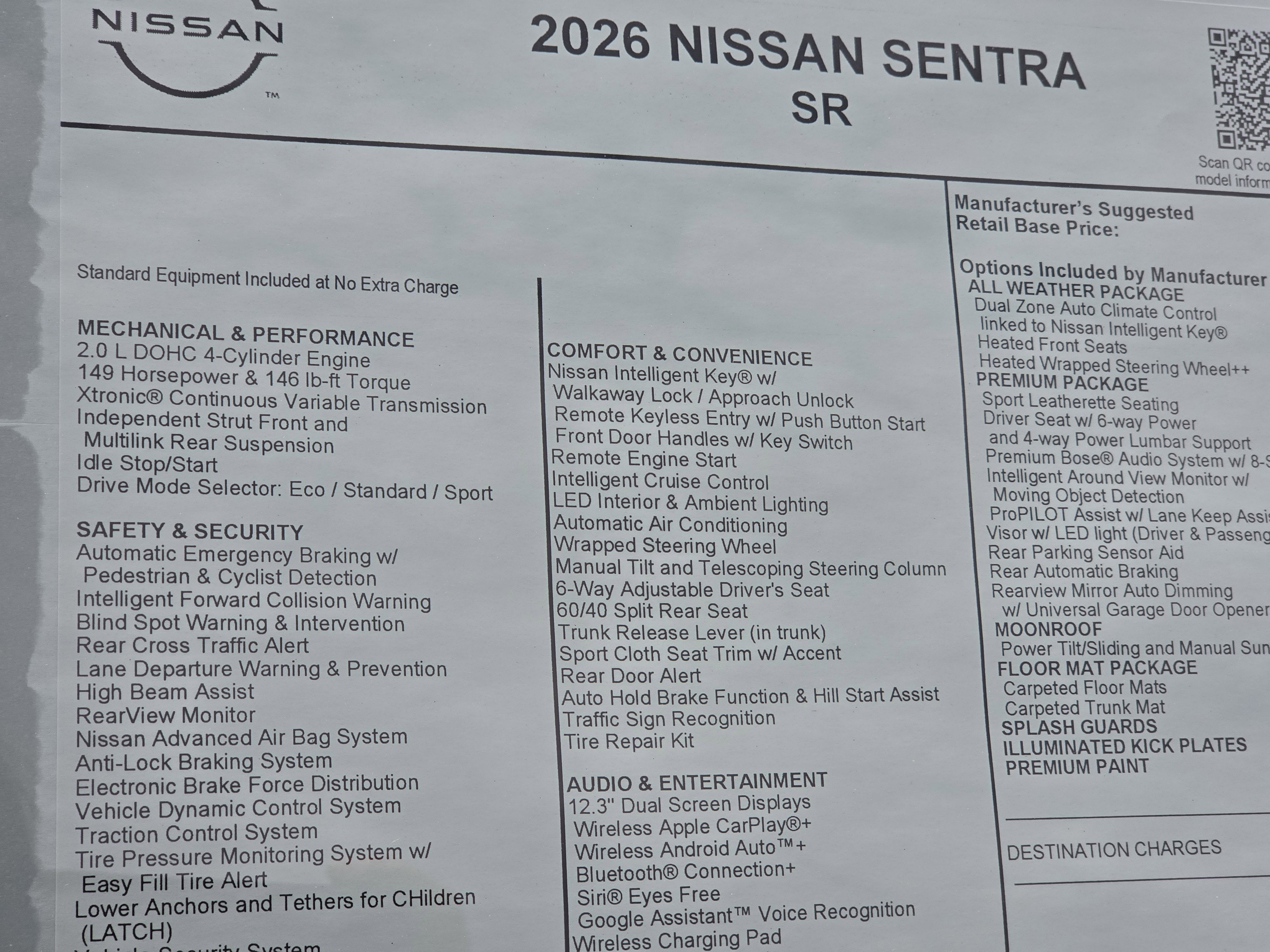 2026 Nissan Sentra SR