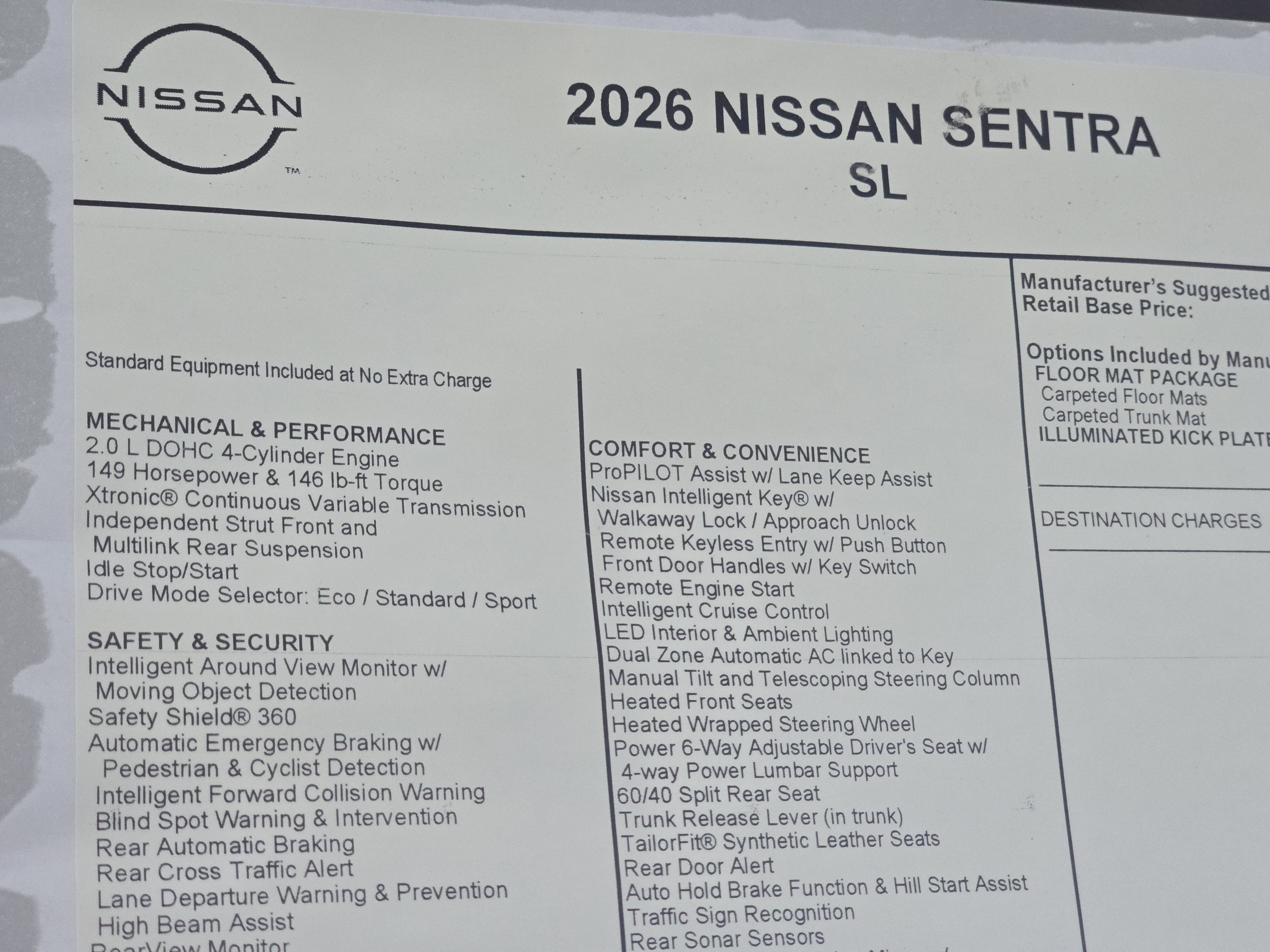 2026 Nissan Sentra SL