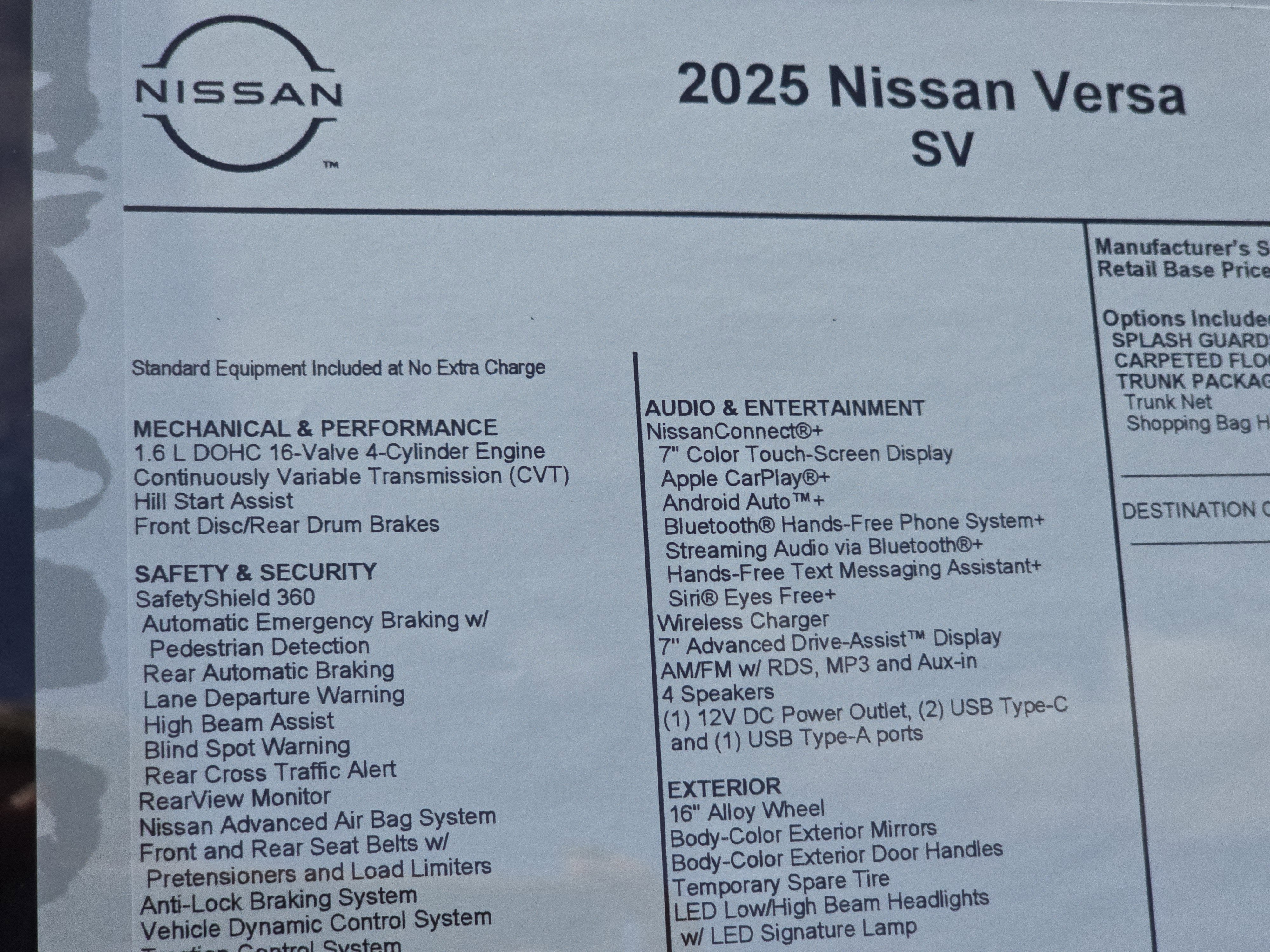 2025 Nissan Versa SV