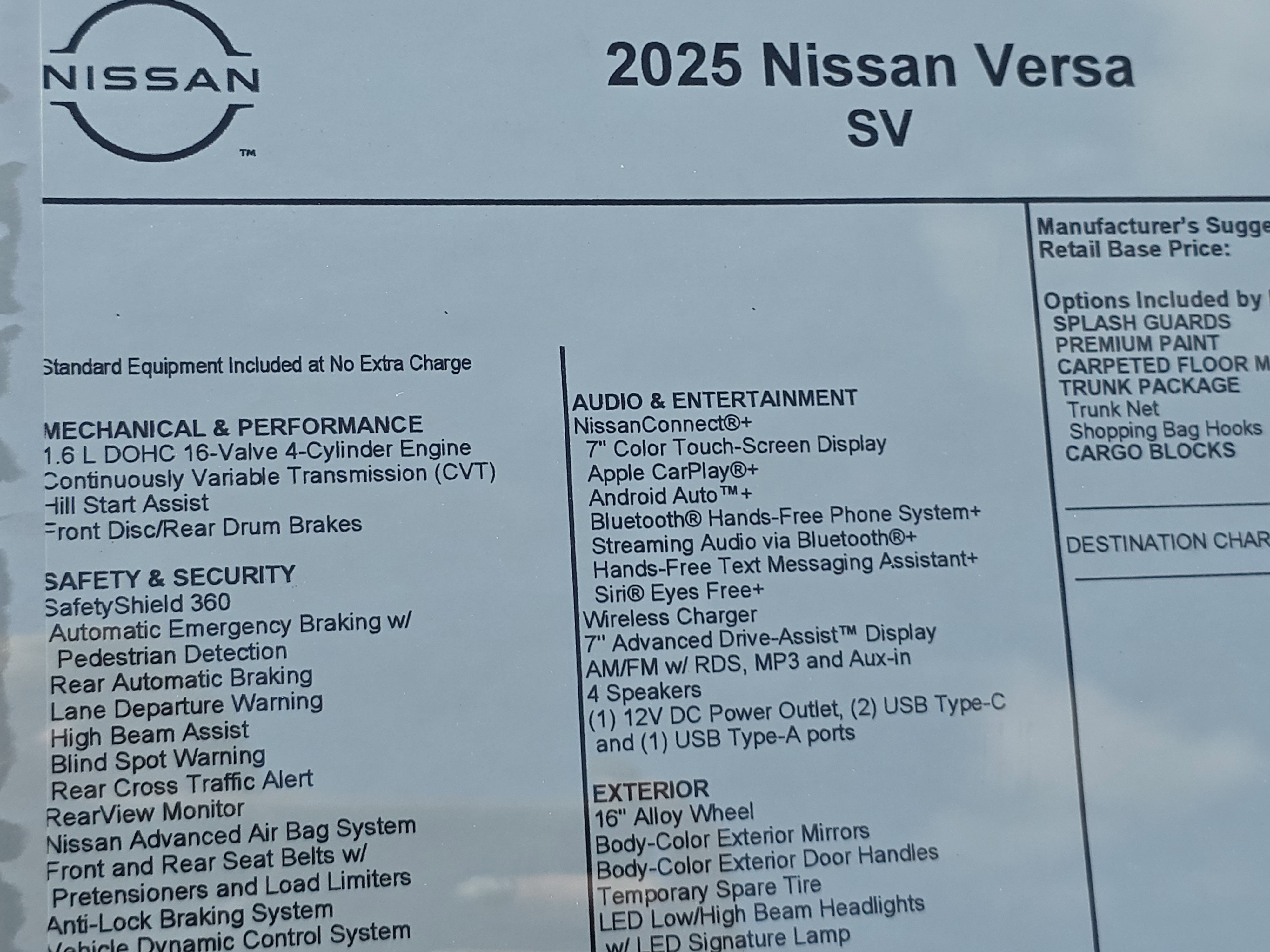 2025 Nissan Versa SV