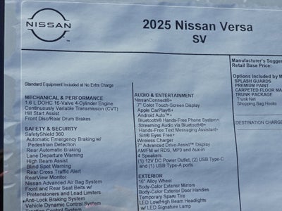 2025 Nissan Versa SV