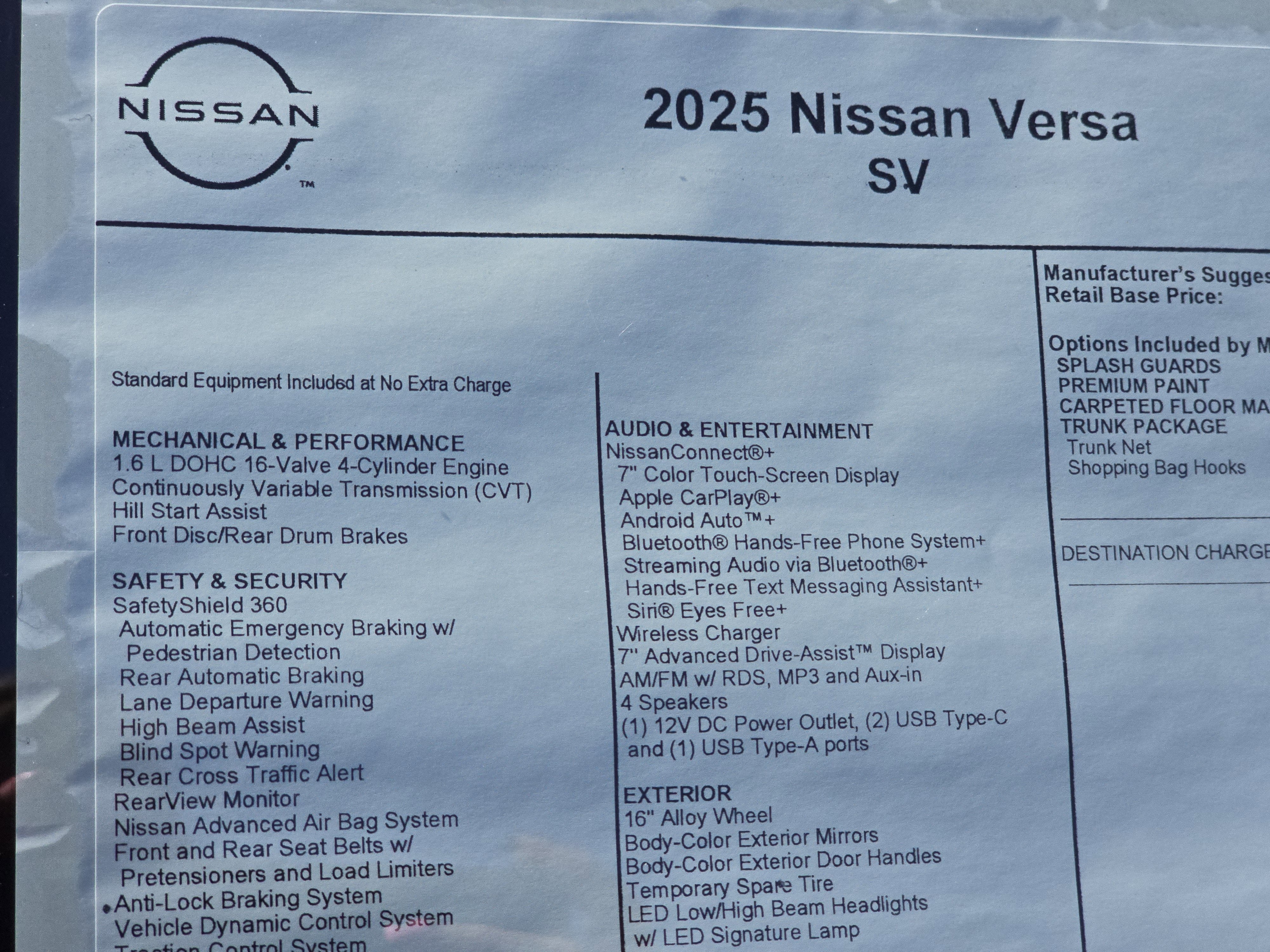 2025 Nissan Versa SV